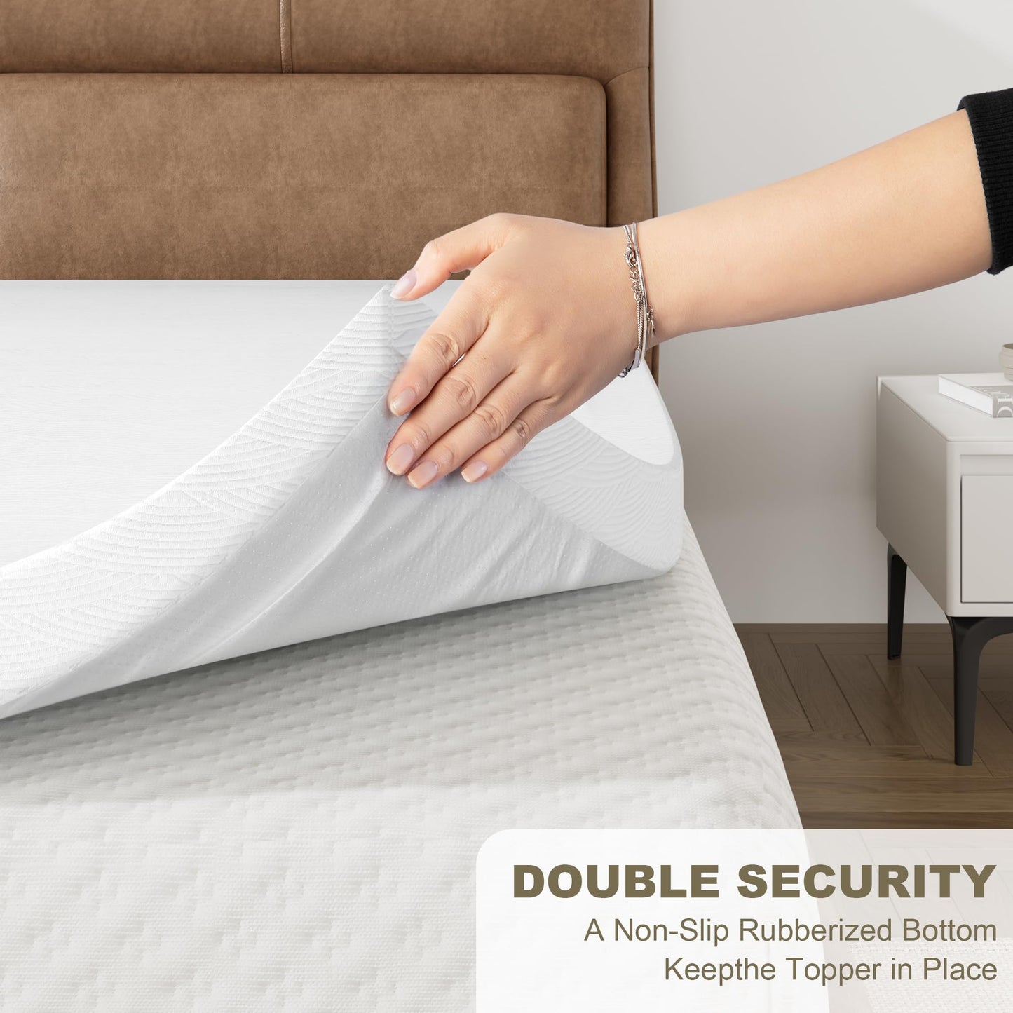 Zenzy 3" Twin XL Bamboo Mattress Topper Cover, Oeko-TEX Certified, Ultra-Soft Zippered Topper Protector with Adjustable Straps, Washable (Cover Only)