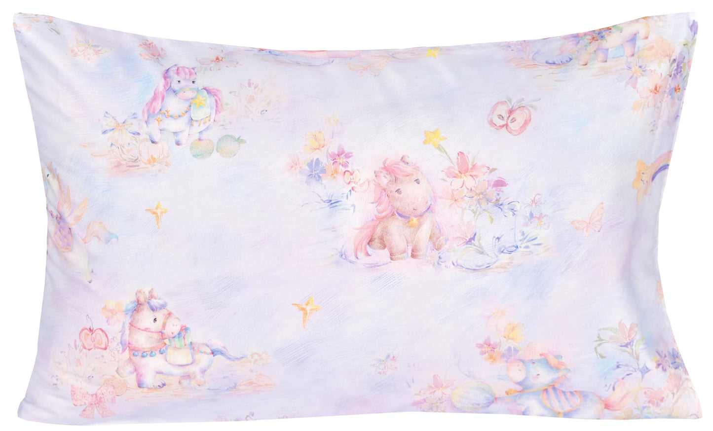 Scientific Sleep Pastel Unicorn Pony Horse Flower Fairy Tale Cute Adorable Colourful 100% Cotton Bed Sheet Set Kids Girls Junior, Flat Sheet & Fitted Sheet & Pillowcase Bedding Set (Pretty Pony, Twin)