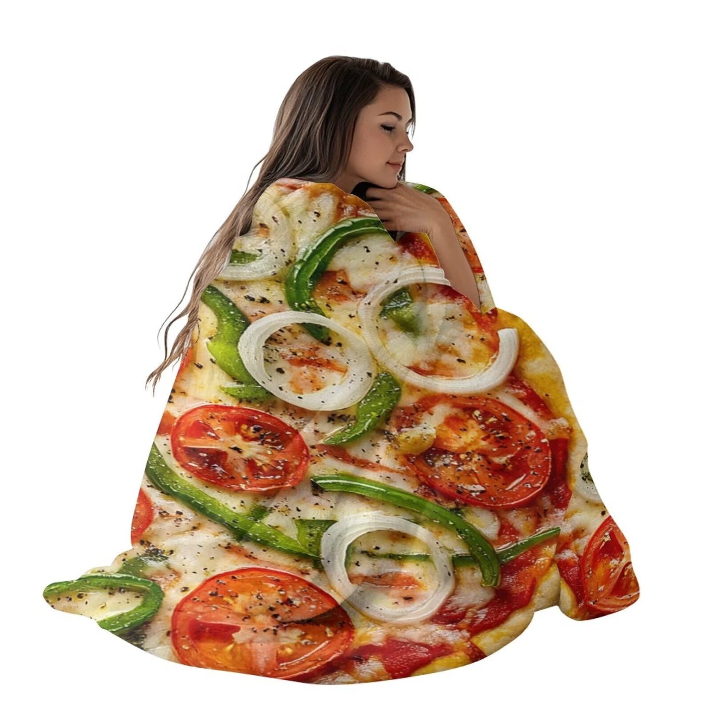 UOQFHHM British Pizza Print Throw Blanket Round Throw Blanket Flannel Food Blanket for Kids Novelty Weird Stuff and Gag Gifts Small