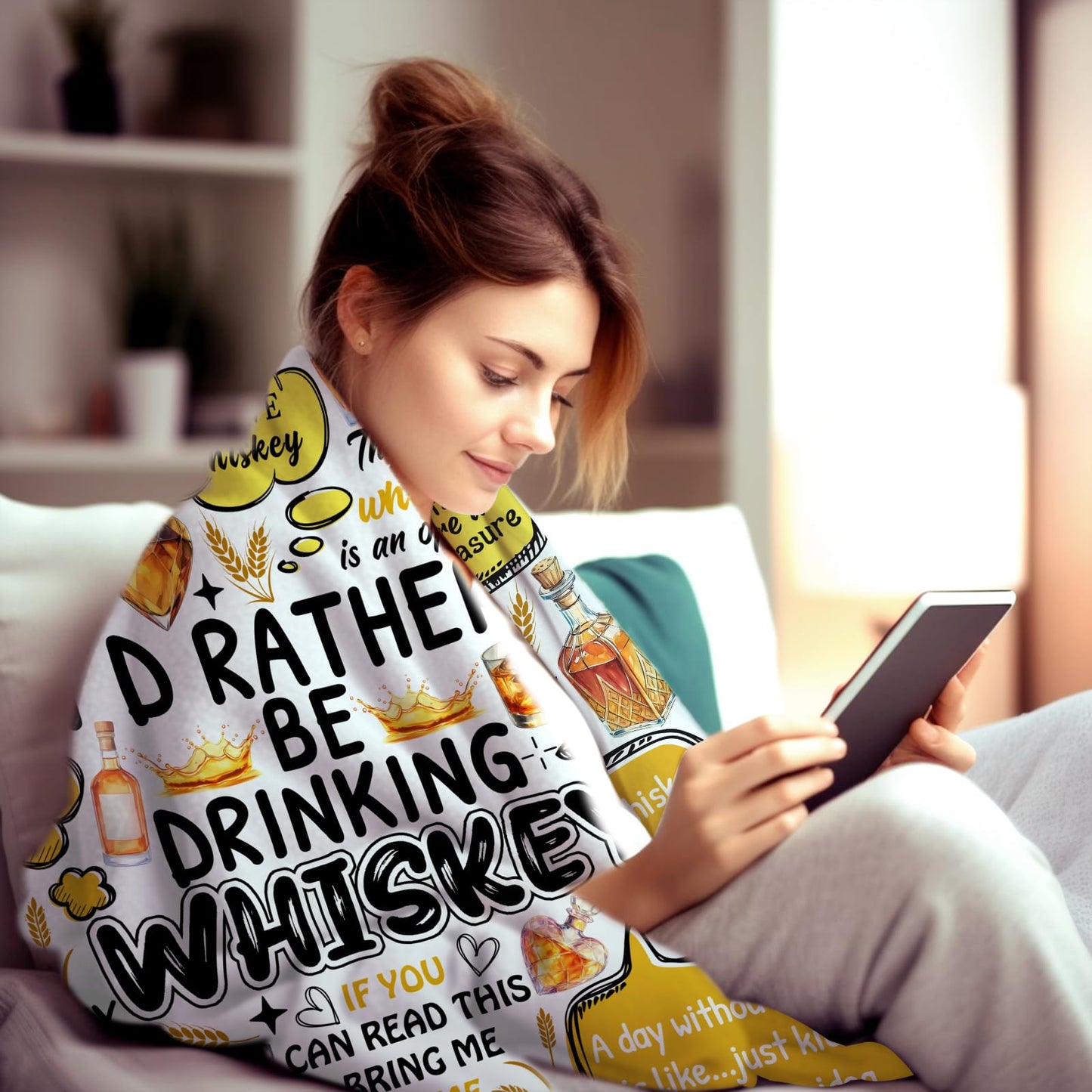 OLCT Whiskey Blanket Gifts for Men Women Dad,Whisky Stuff Unique Decor Throw Blanket,Drinkers Birthday Gifts for Whiskey Lovers Man Her 50"x40"