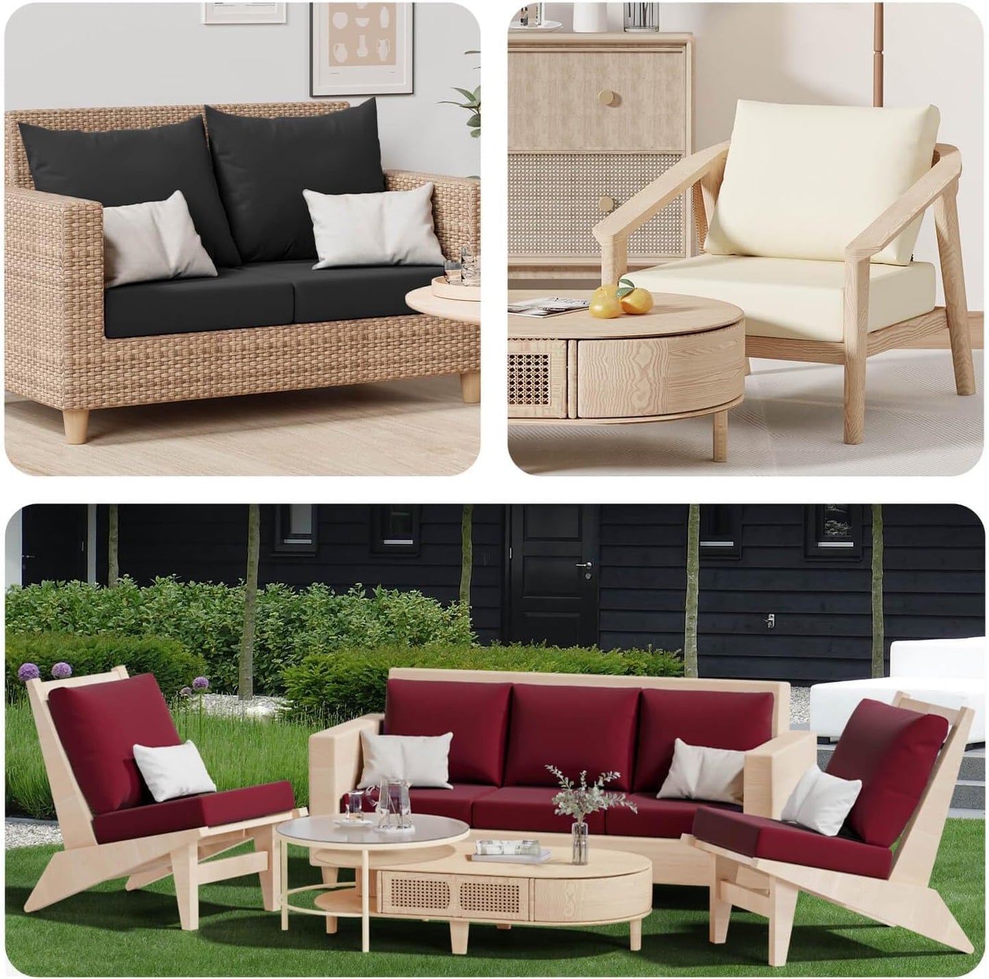 Vorshape 14Pcs Patio Stretch Cushion Covers, Outdoor Couch & Sofa Replacement Slipcovers for Patio Furniture Cushion Covers, Washable Reusable Furniture Protector, Square Large, Beige