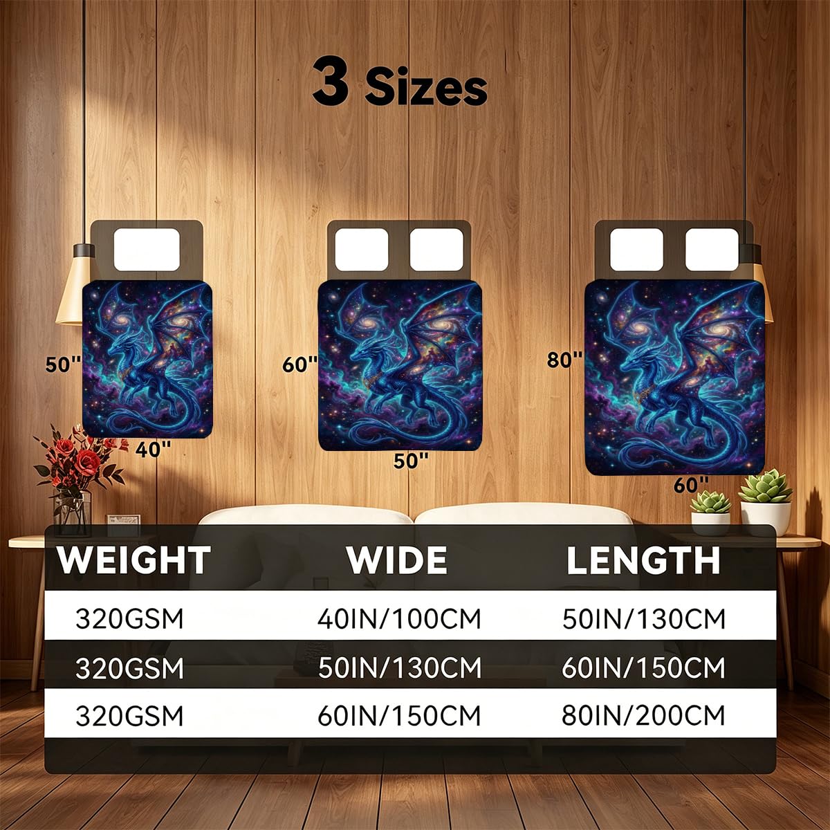 Yujiiso Cosmic Starry Space Dragon Blanket Soft Throw Blanket 50" x 60"