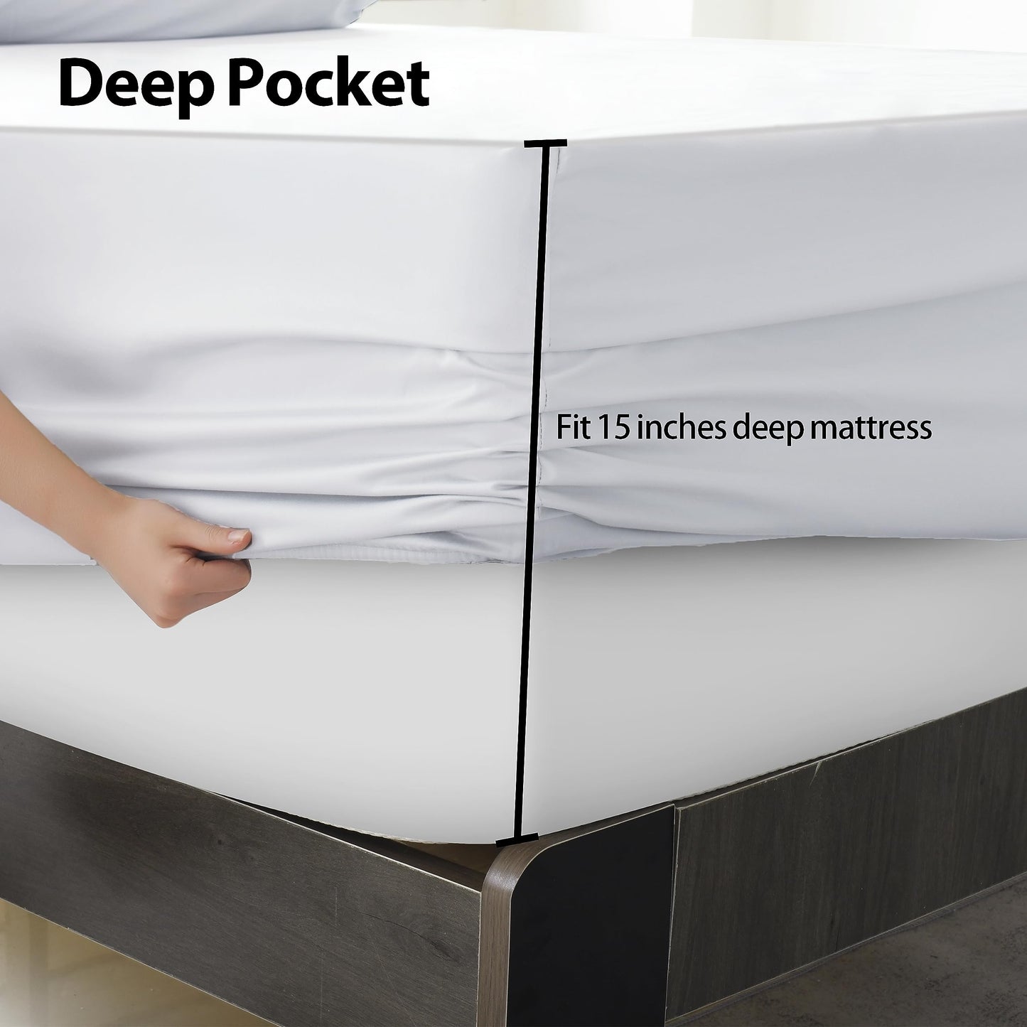 King Size Fitted Sheet Only White, 100% Egyptian Cotton 600 Thread Count, 16" Deep Pocket Premium Cotton Mattress Sheet (1 Bottom Sheet Only)