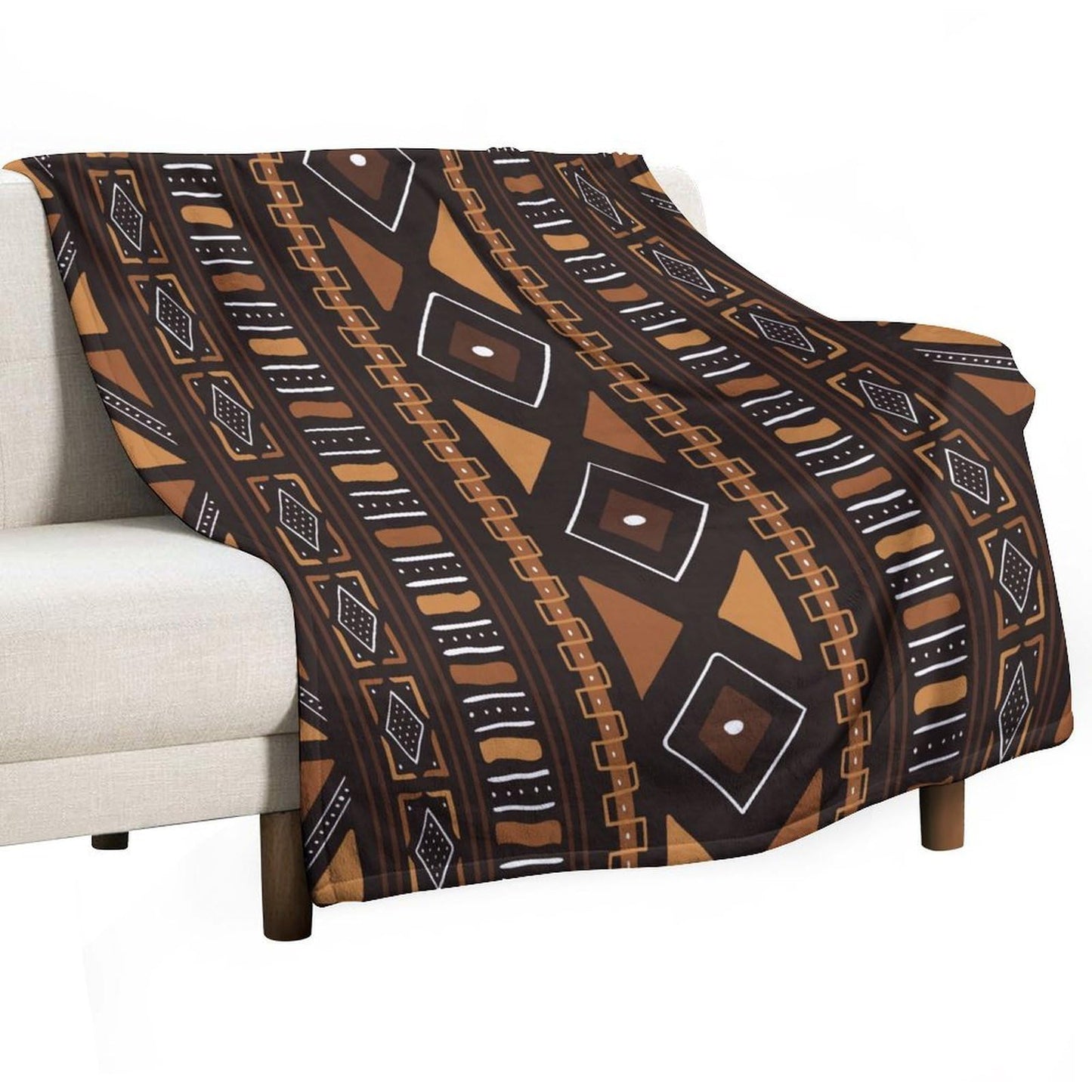 ZhiRain African Tribal Throw Blanket African Mud Cloth Pattern African Elements Blanket for Sofa Bed Couch Chair Or Dorm 50"x60"