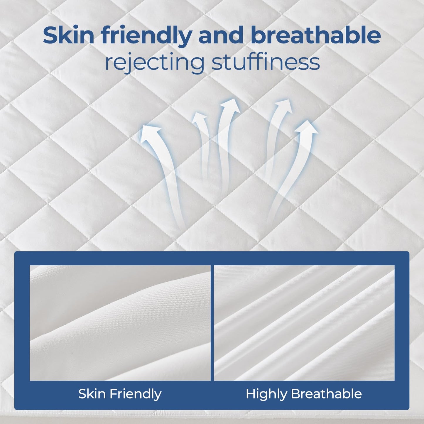 EXRUBY Queen Waterproof Mattress Protector - 100GSM Quilted Mattress Pad with Diamond Pattern - 8-20" Extra Deep Pocket Fitted Cover - Breathable& Noiseless