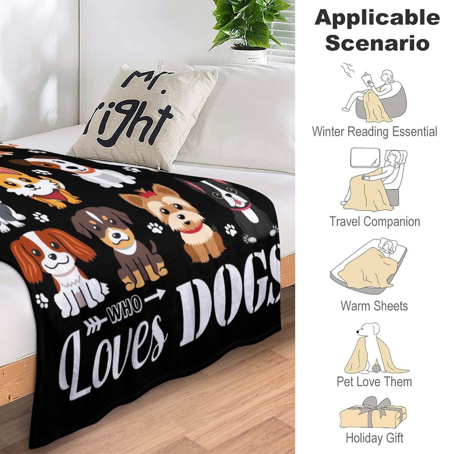Dog Blanket Puppy Plush Gifts Just A Girl Who Loves Dog Blankets Ultra Soft Cozy Flannel Throw Blankets Bedding for Kids Girls Adults Women Gifts 50"x40"