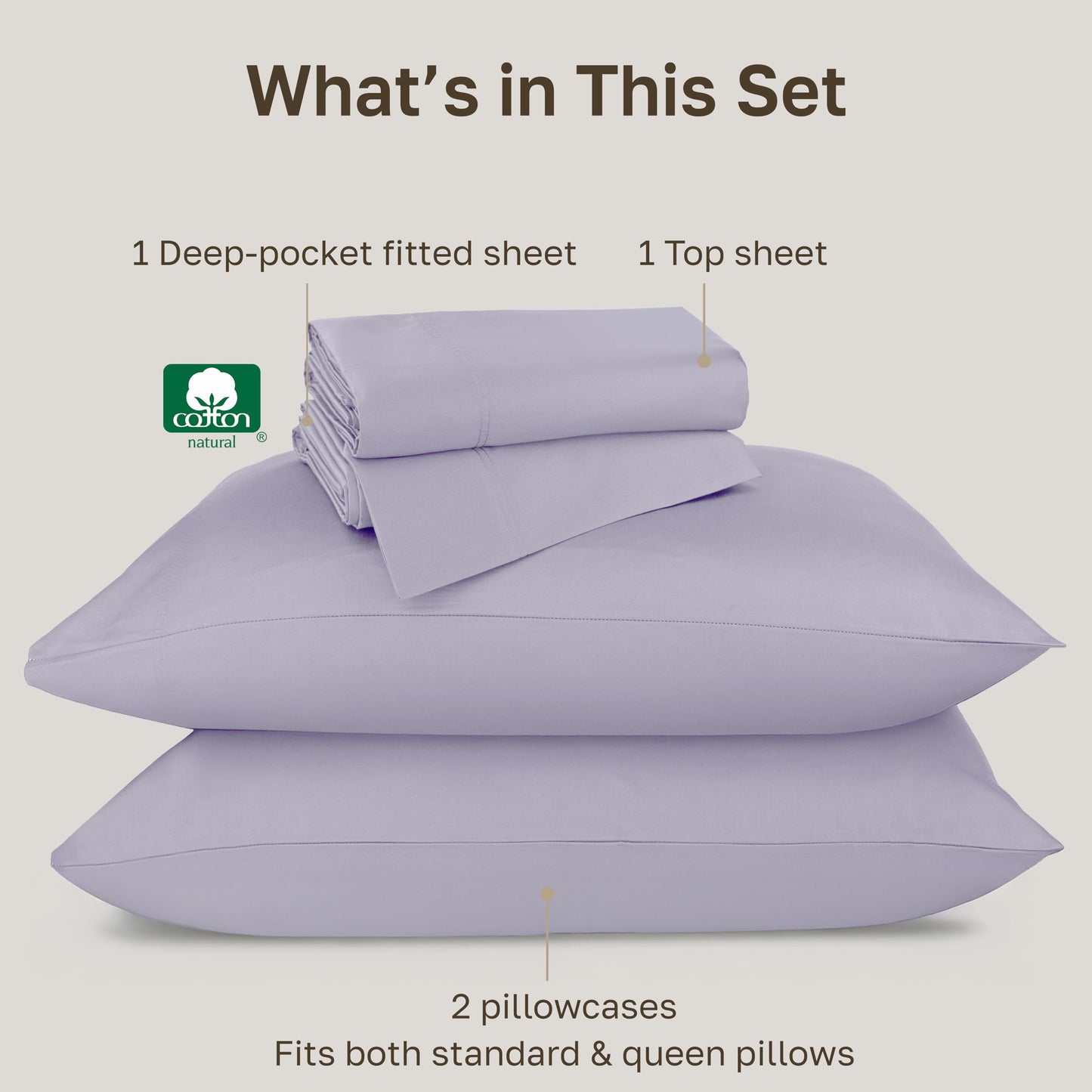 California Design Den Luxury 800 Thread Count Sheets Queen - 100% Cotton Sateen for Queen Size Bed, Bedding Set with Deep Pockets - Lavender