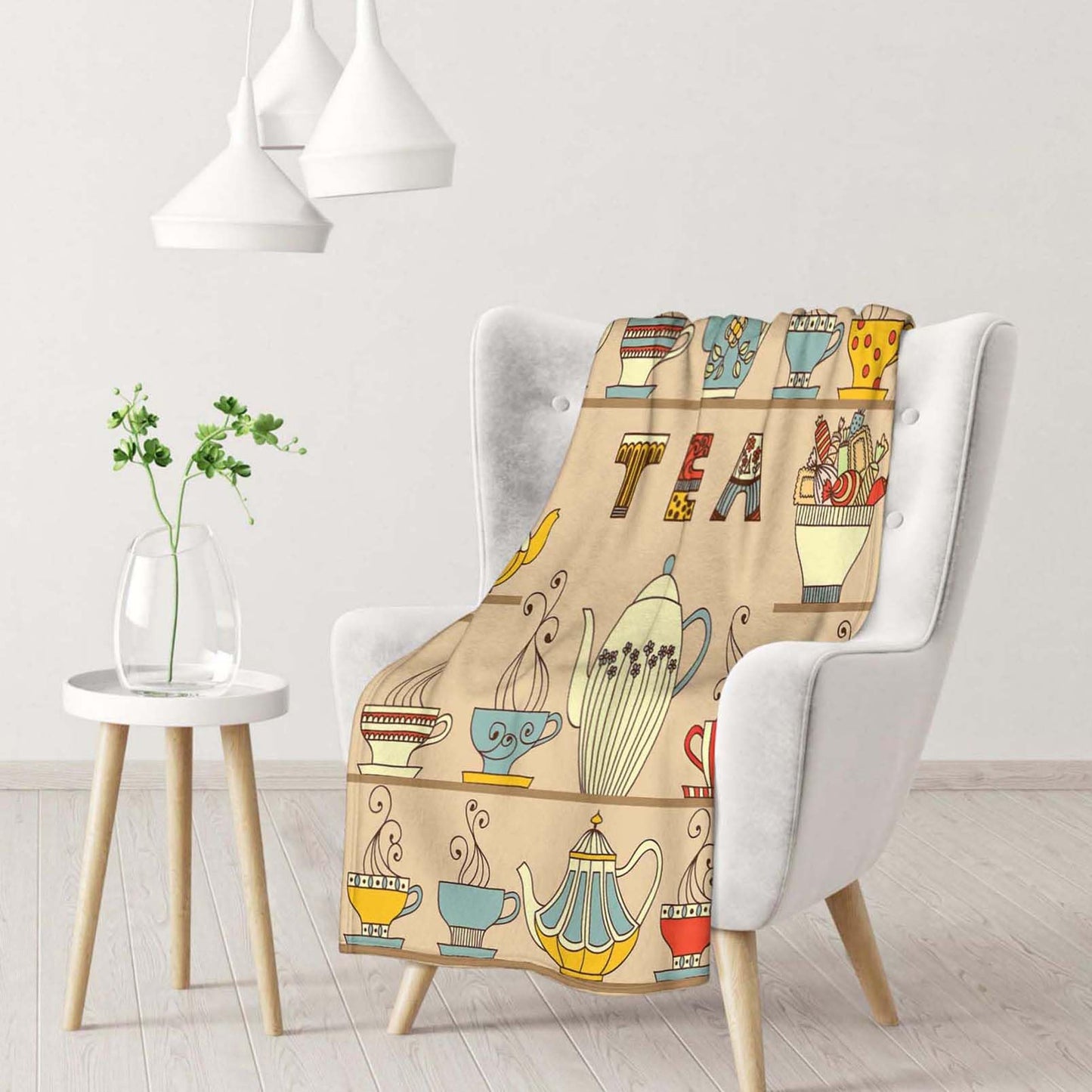 Throw Blanket 50x60 Inch,Tea Cup Teapot Coffee Cozy Soft Lightweight Fuzzy Flannel Blanket 60x50 Inch Suitable for Couch Bed Sofa Living Room in All Seasons