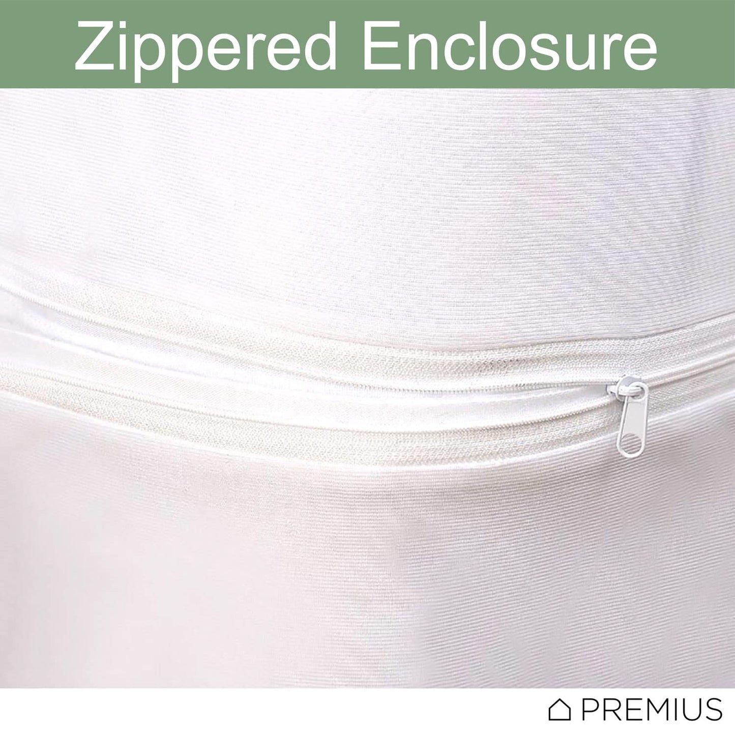 Waterproof Mattress Cover Protector Encasement for (Queen) Bed by PREMIUS, Zippered, Extra Deep 16 Inches Pocket Protector, Breathable & Noiseless, Microfiber Fabric, Machine Washable, Stretch Pockets