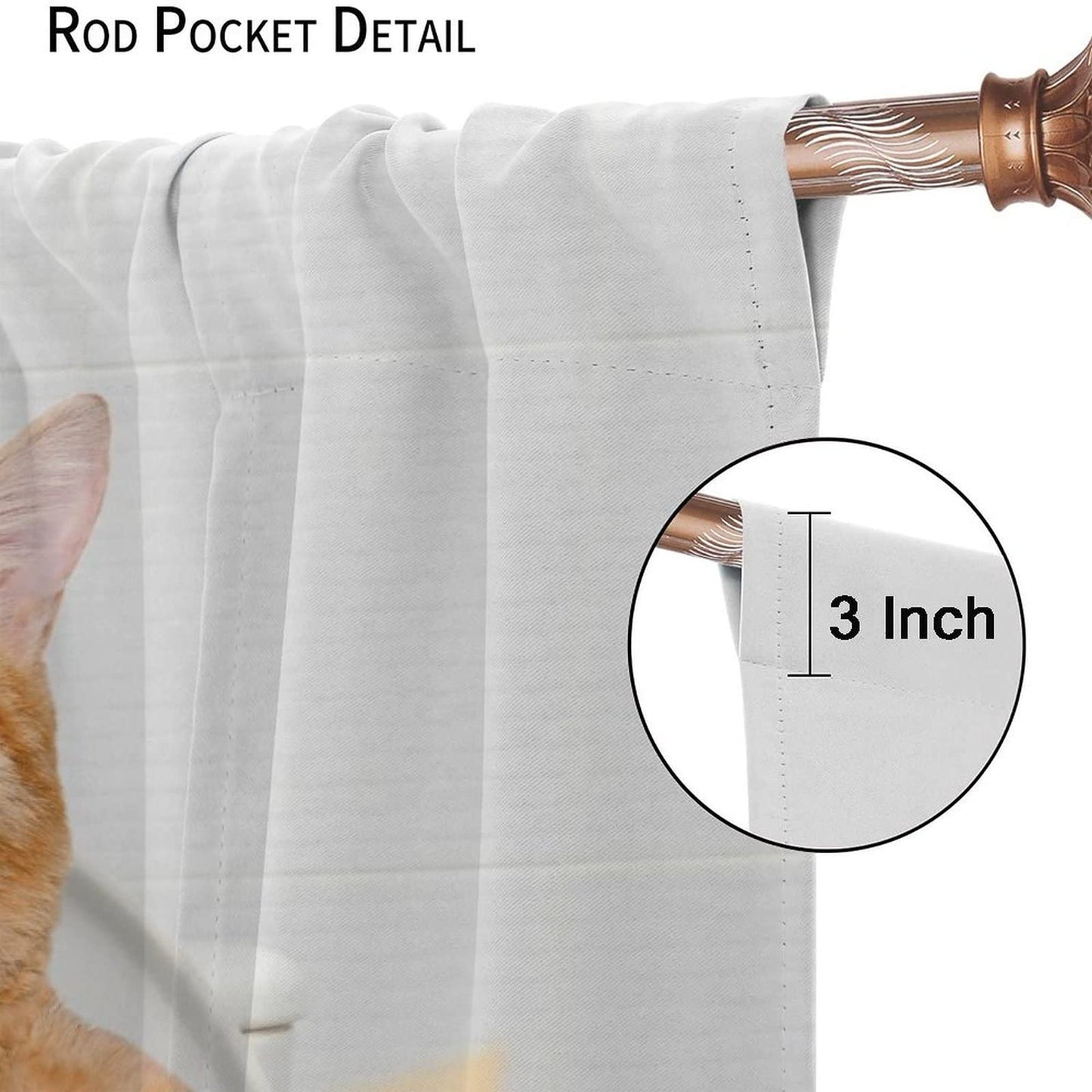 Funny Animal Bathroom Curtains,Cute Cat Reading Newspaper on Toilet Lovely Kitty for Pet Lover Window Drapes for Living Room Kitchen Bedroom Decor,Set of 2 Panel W42xL45in