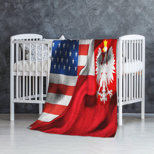 America Flag Poland Poles Flag Throw Blankets Vintage for Bed & Couch Warm Winter Style - Lightweight Cozy Stylish Blanket for All Seasons Normal