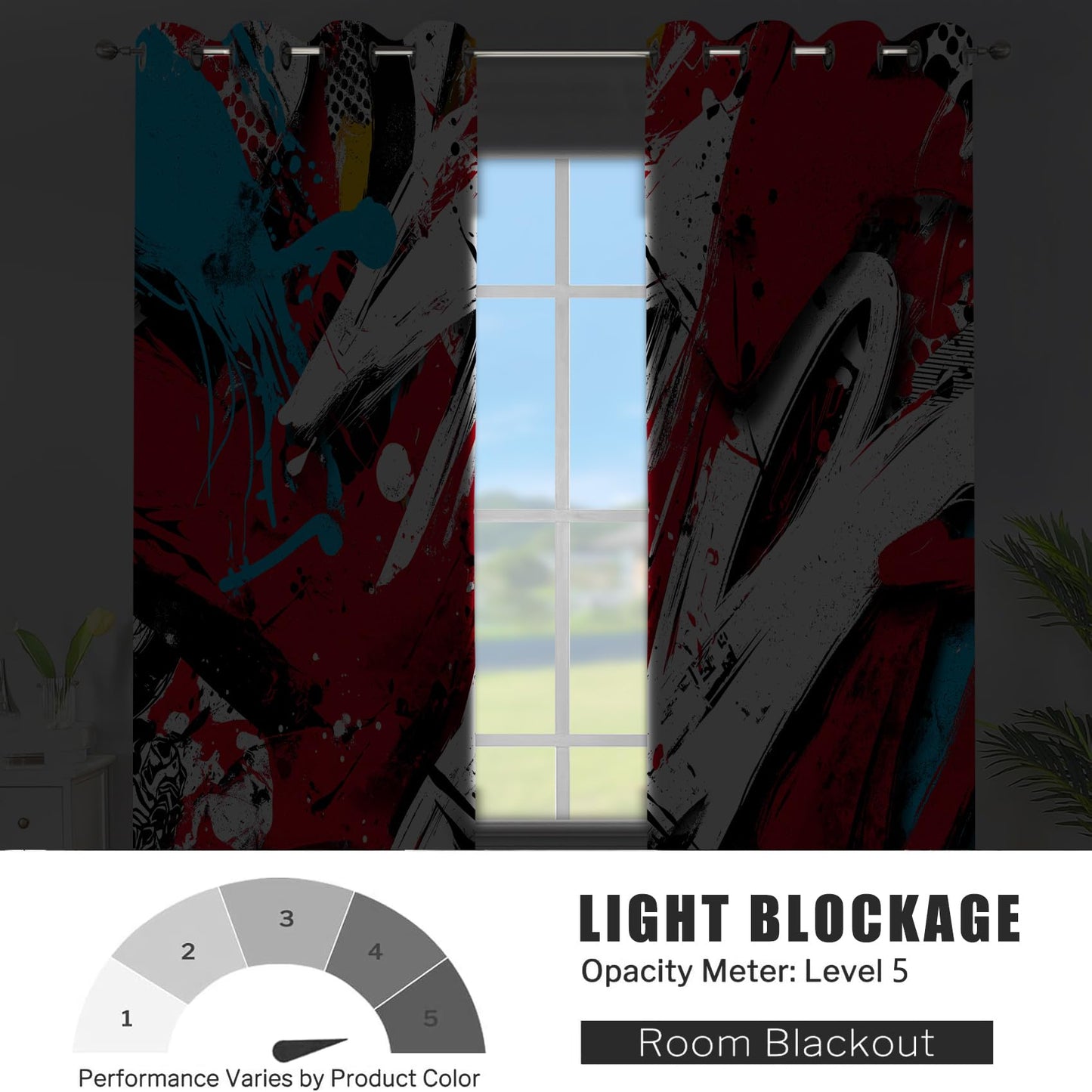 Abstract Colorful Curtains for Living Room Black White