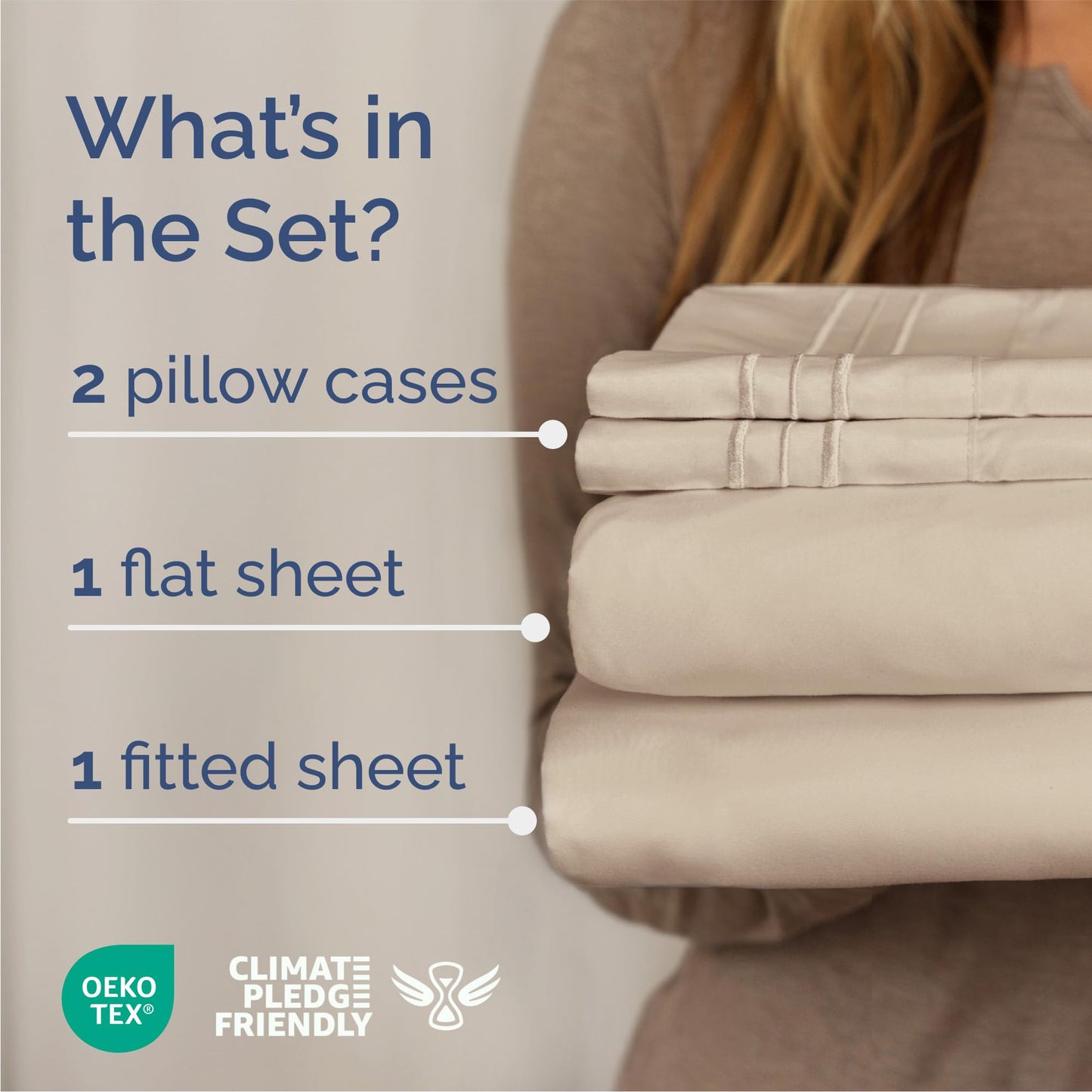 Queen Size 4 Piece Sheet Set - Comfy Breathable & Cooling Sheets - Hotel Luxury Bed Sheets for Women & Men - Deep Pockets, Easy-Fit, Extra Soft and Wrinkle Free Sheets - Wheat Oeko-Tex Bed Sheet Set