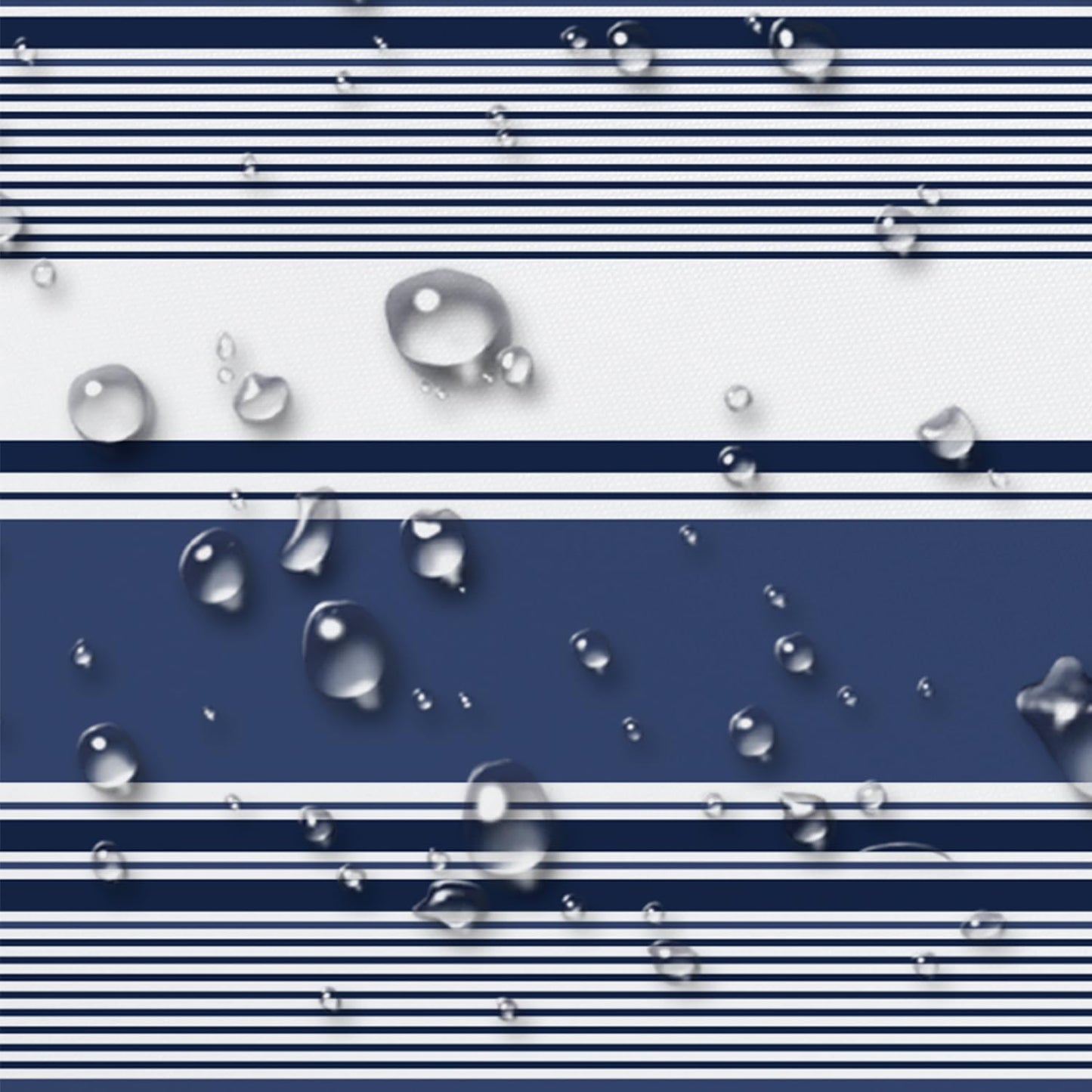 NAEMBCU No Hook Navy Blue Striped Shower Curtain with Snap in Liner Set