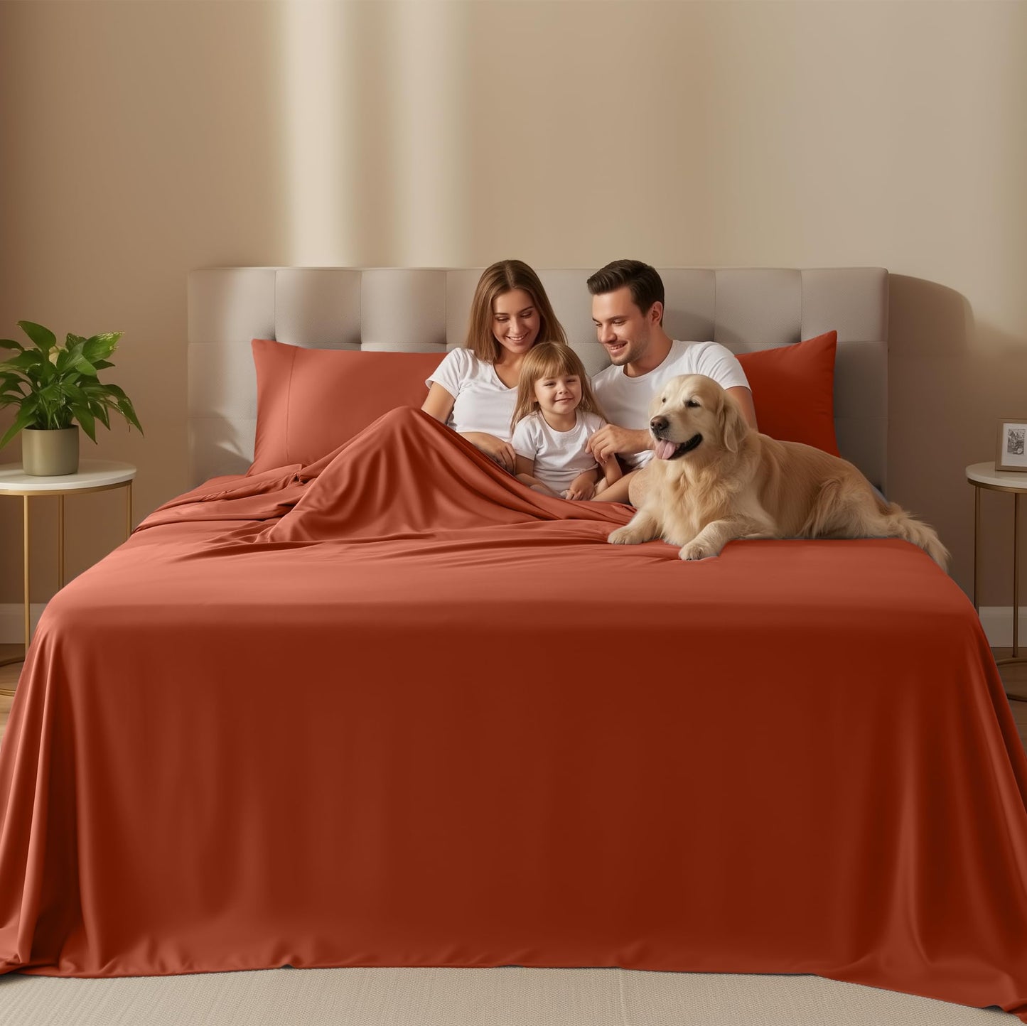 Utopia Bedding Queen Size Sheet Set – 4 Piece Bed Sheets, Soft and Breathable Microfiber, Includes 1 Fitted Sheet, 1 Flat Sheet and 2 Pillowcases – Oeko Tex (Orange)