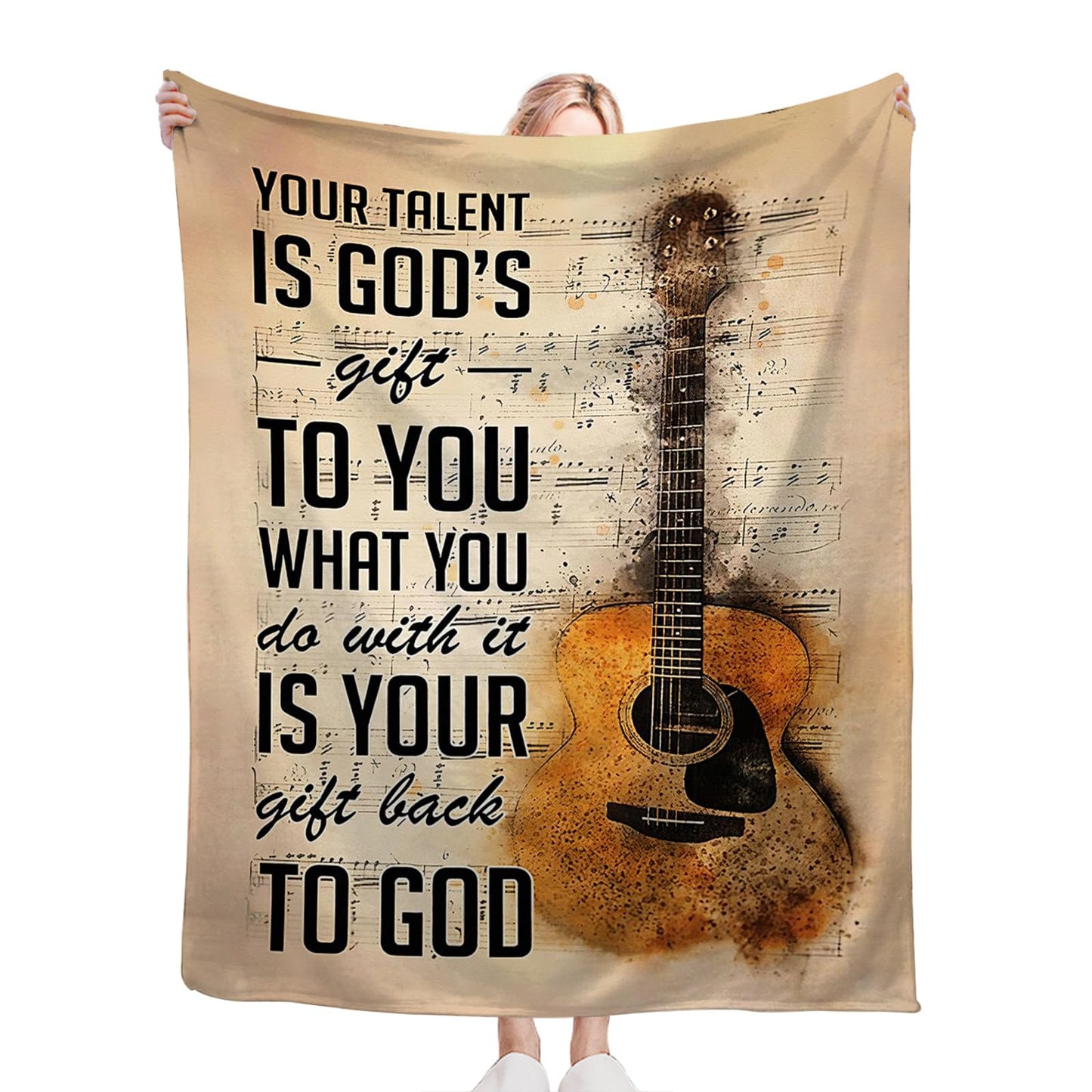 Tijuboni Guitar Music Throw Blanket Guitar Gifts for Girls Boys Women Men Kids Adults Soft Flannel Fleece Blanket for Couch Sofa Bed Home Decor 40"x50"