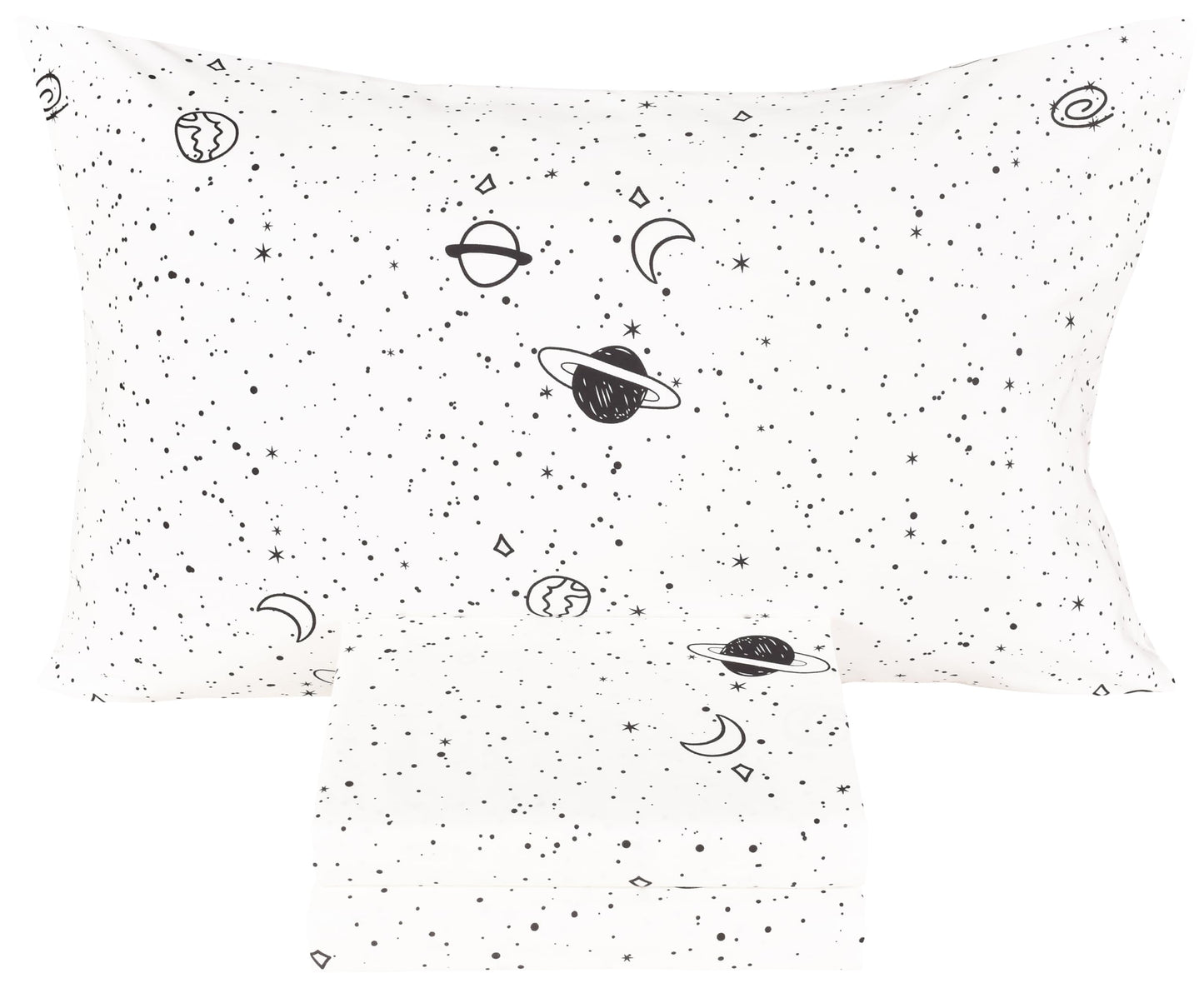 Scientific Sleep Starry Galaxy Solar System 100% Cotton 3 Pcs Twin Bed Sheet Set Kids Boys Girls Toddler Teen, Flat Sheet & Fitted Sheet & Pillowcase Kids Bedding Set (Galaxy, Twin)