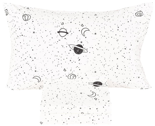 Scientific Sleep Starry Galaxy Solar System 100% Cotton 3 Pcs Twin Bed Sheet Set Kids Boys Girls Toddler Teen, Flat Sheet & Fitted Sheet & Pillowcase Kids Bedding Set (Galaxy, Twin)