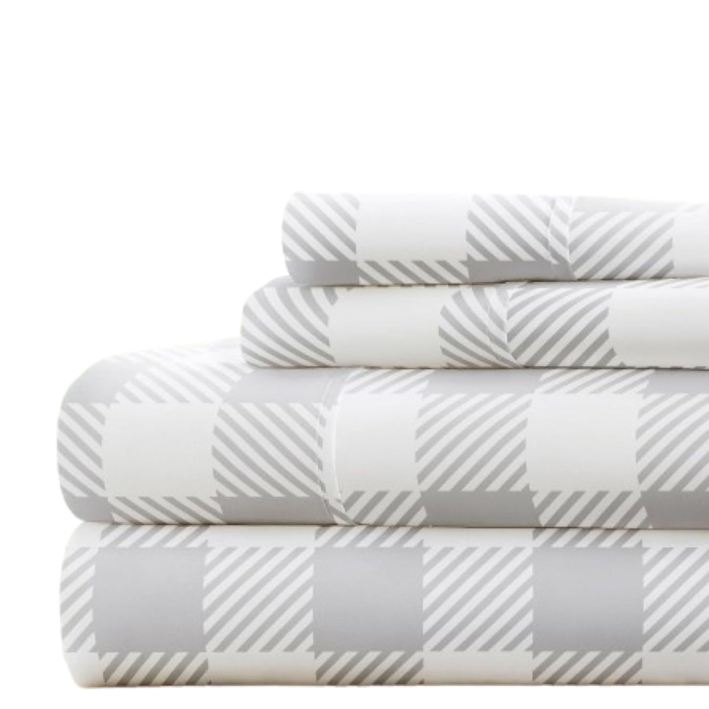 Linen Market 4 Piece Full Bedding Sheet Set (Light Gray Plaid) - Sleep Better Than Ever with These Ultra-Soft & Cooling Bed Sheets for Your Full Size Bed - Deep Pocket Fits 16" Mattress