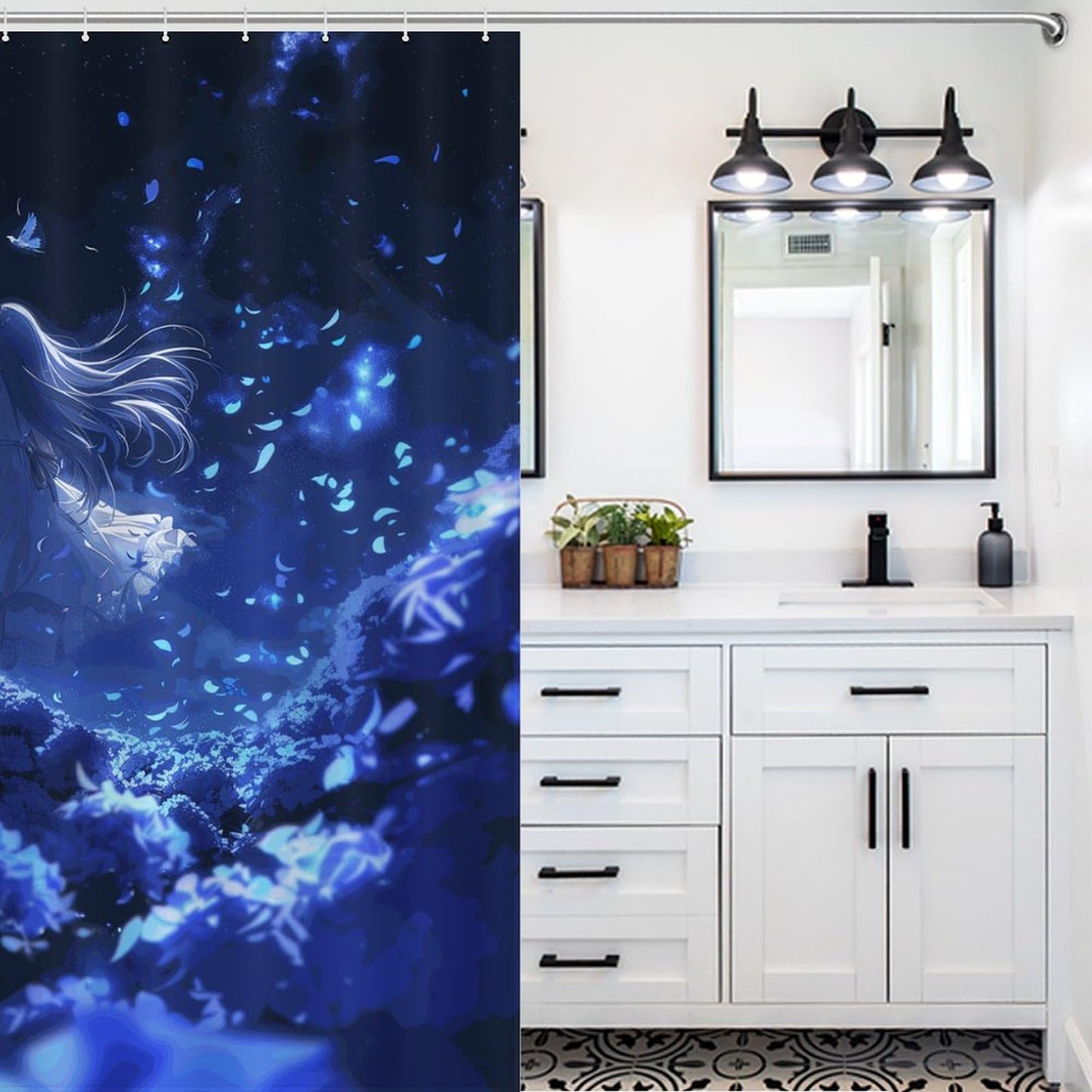 MeiRoTi Fantasy Flower Sea Woman Shower Curtain Fabric Shower Curtains Bathroom Waterproof Lightweight 72x72Inch (183x183cm)