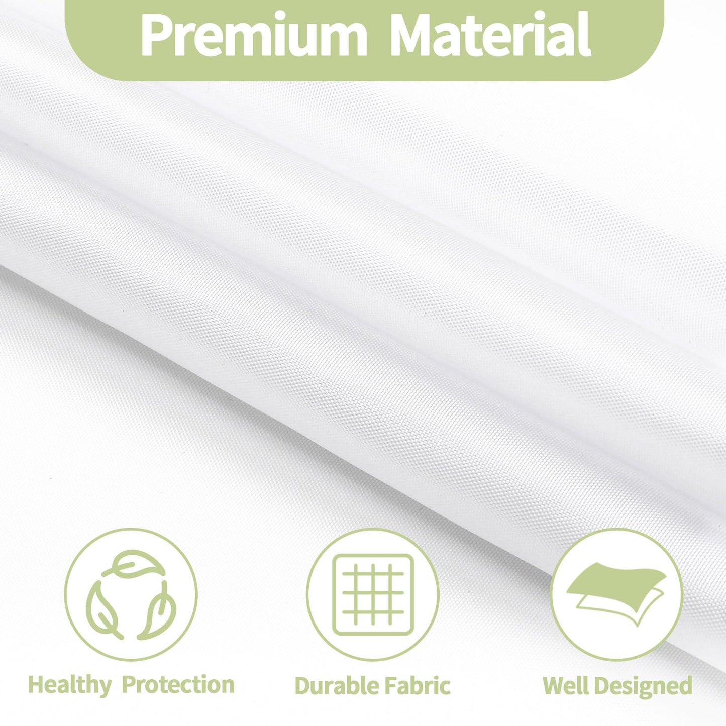 Litabel White Fabric Snap-in Shower Curtain Liner Replacement, 70W x 66H Waterproof Removable Liner for No Hook Shower Curtains with Snap in Liner, Soft Cloth & Hotel Quality, Machine Washable