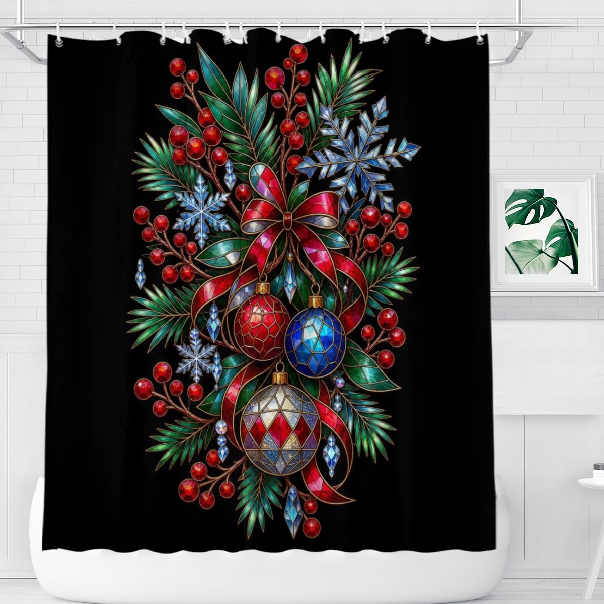 Youtoko Rose Floral Shower Curtain 72x72 Inch with 12 Hooks Polyester Bath Decor Set Whimsical Tropical Hibiscus Mix Theme Romantic Style for Small Bathroom
