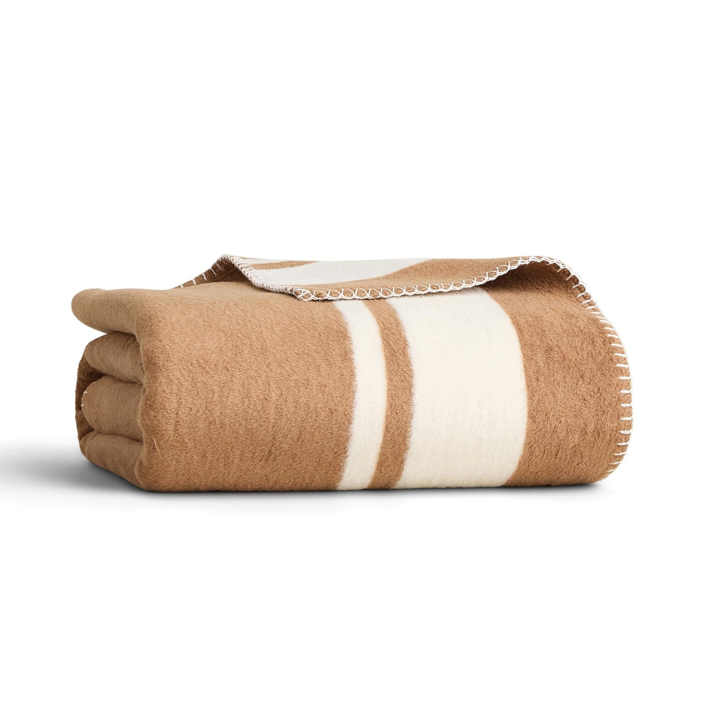 Preston Lane Highrise Throw Blanket – 50" x 70", Premium Cotton-Blend, Soft and Fluffy Throw for Couch, Bed, or Living Room, Cozy and Warm, Made in Portugal, Camel
