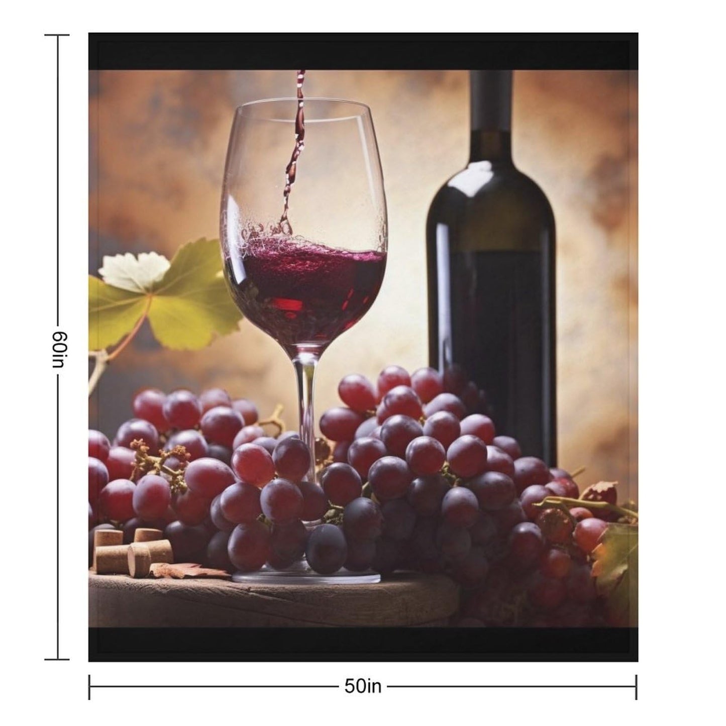 Vuiopuf Grape Wine Print Blanket Lightweight Wrinkle-Resistant for Cozy Lounging, Picnics, Yoga, Decor Gifting