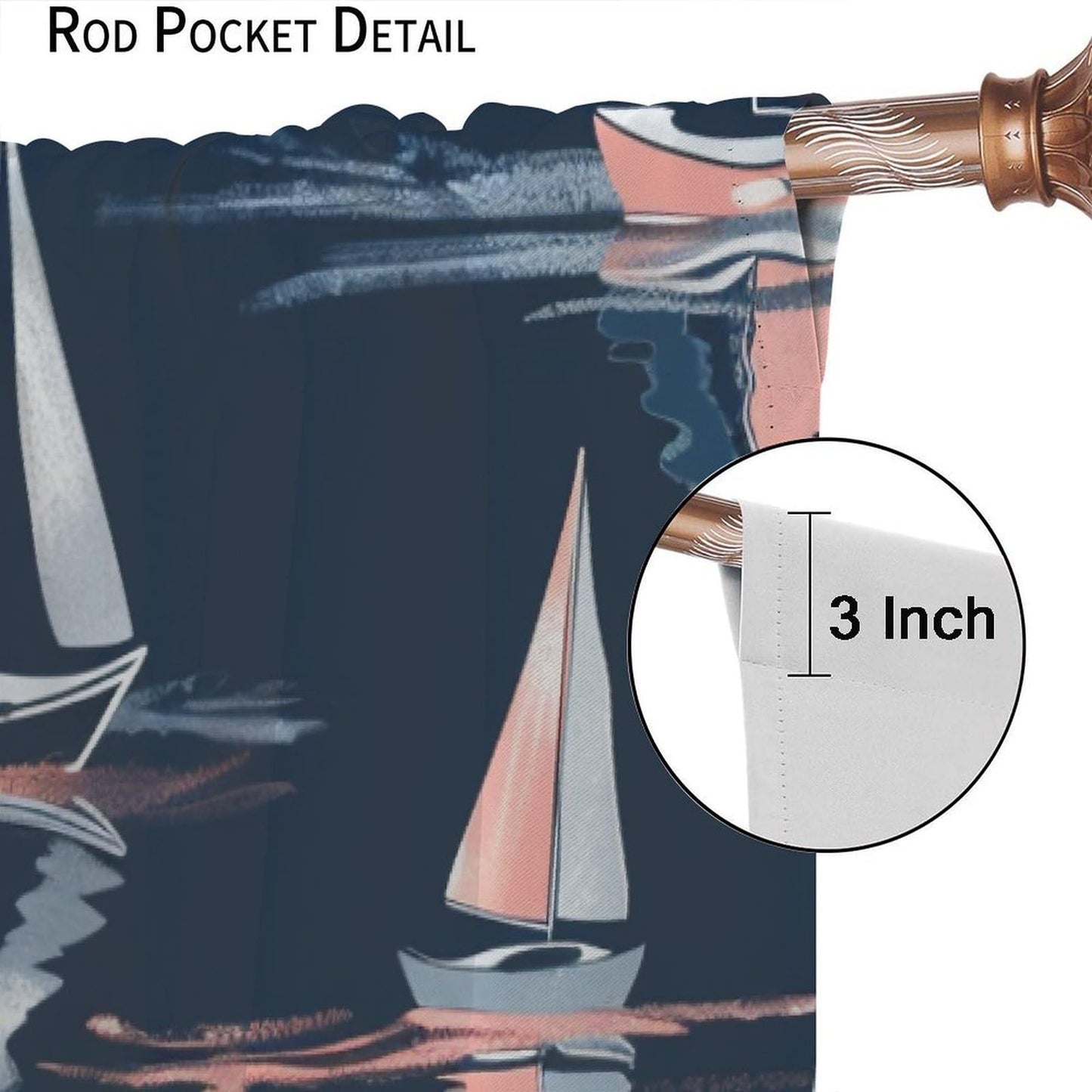 TOWINSFB Nautical Sailboat Blackout Curtains for Bedroom Living Room, Playful Ship Cartoon Illustration Thermal Insulated Room Darkening Curtain - 42" W x 45" L