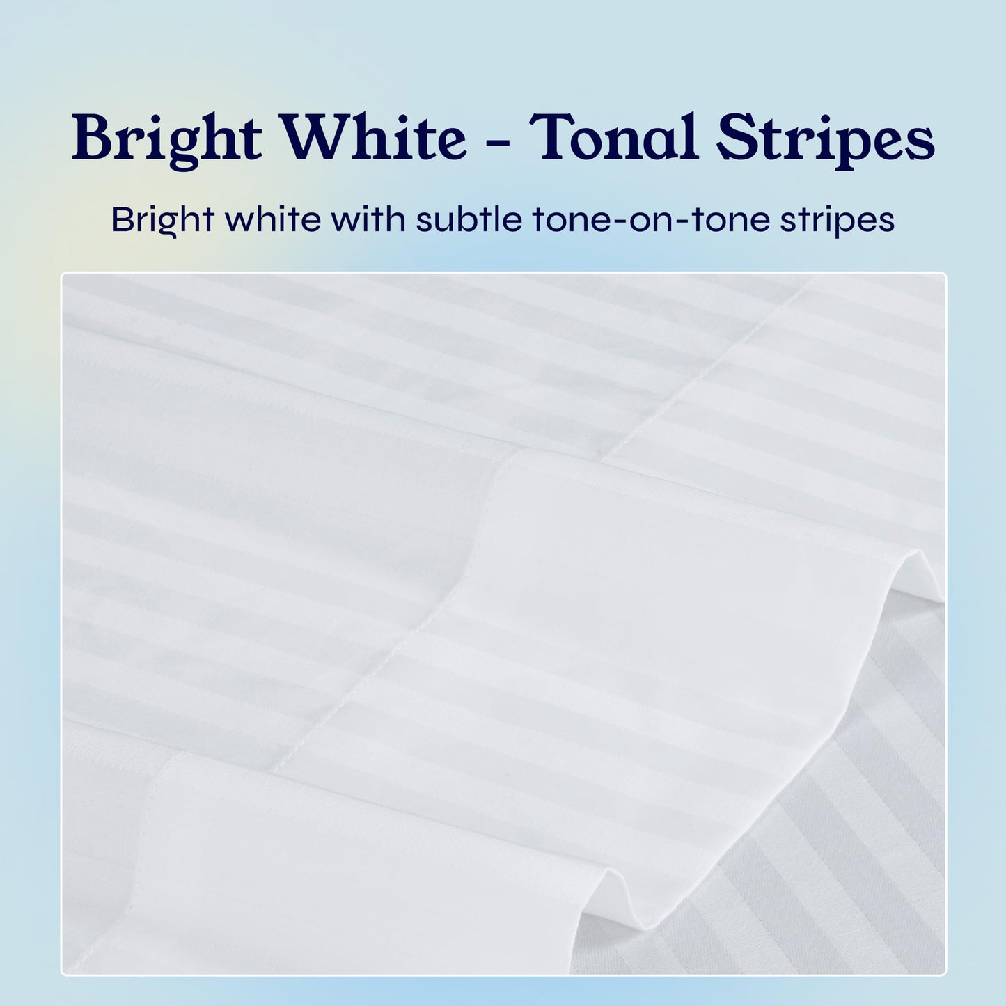 California Design Den King Fitted Sheet Only Deep Pocket - Soft 400 Thread Count Sateen, Natural 100% Cotton Fitted Sheet King, No-Pop Off Elastic, Durable - Striped White