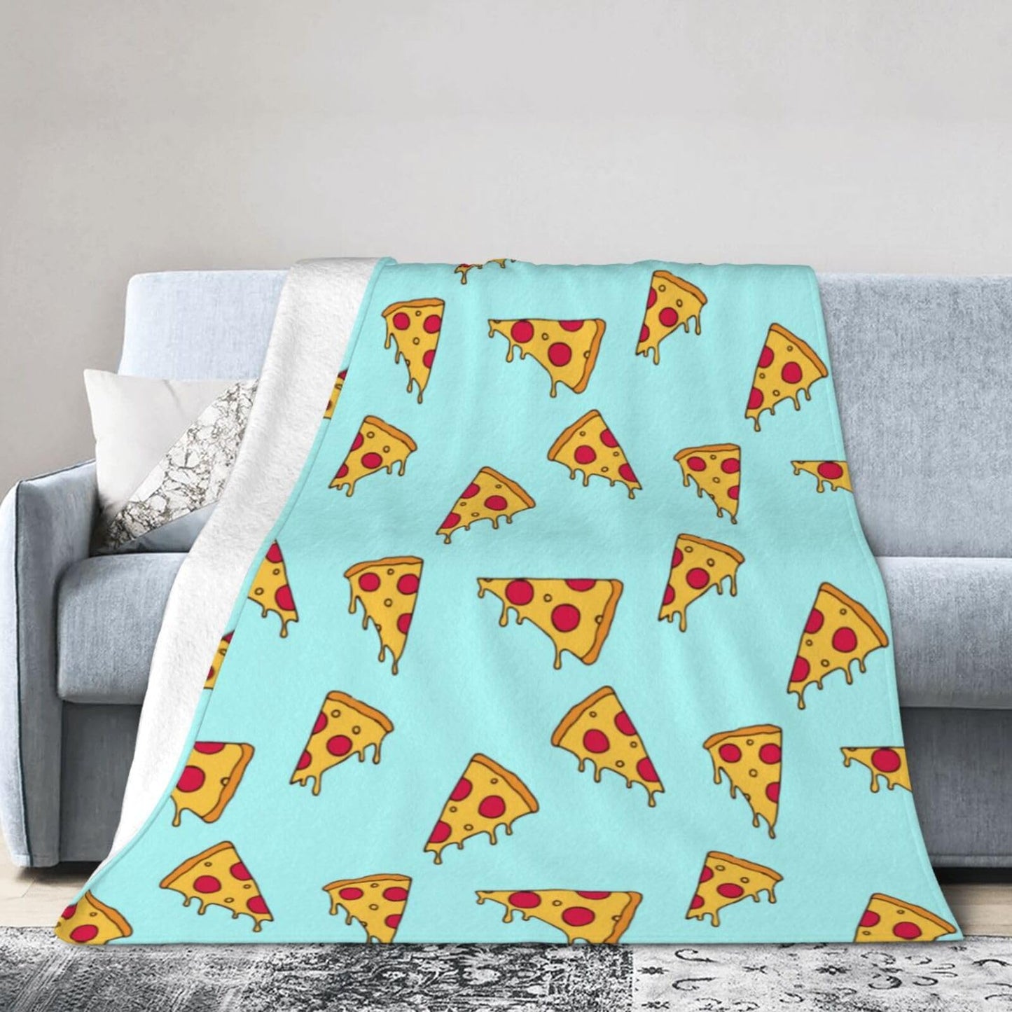 Cute Pizza Slice Throw Blanket Super Soft Warm Bed Blankets for Couch Bedroom Sofa Office Car, All Season Cozy Flannel Plush Blanket Gifts for Girls Boys Kids Teens 50"x40"