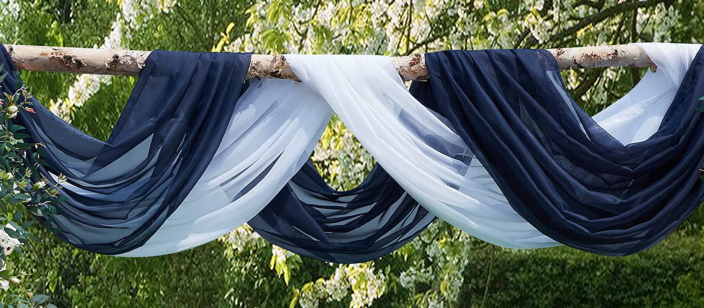 Warm Home Designs Set of 2 White & Navy Blue Canopy Bed Curtains in 55 x 216 Inch Size. 2 Queen Bed Canopy Curtains Can Be Turned Into Kids Bed Tent or Bed Canopy for Girls. BE White & Navy 216"