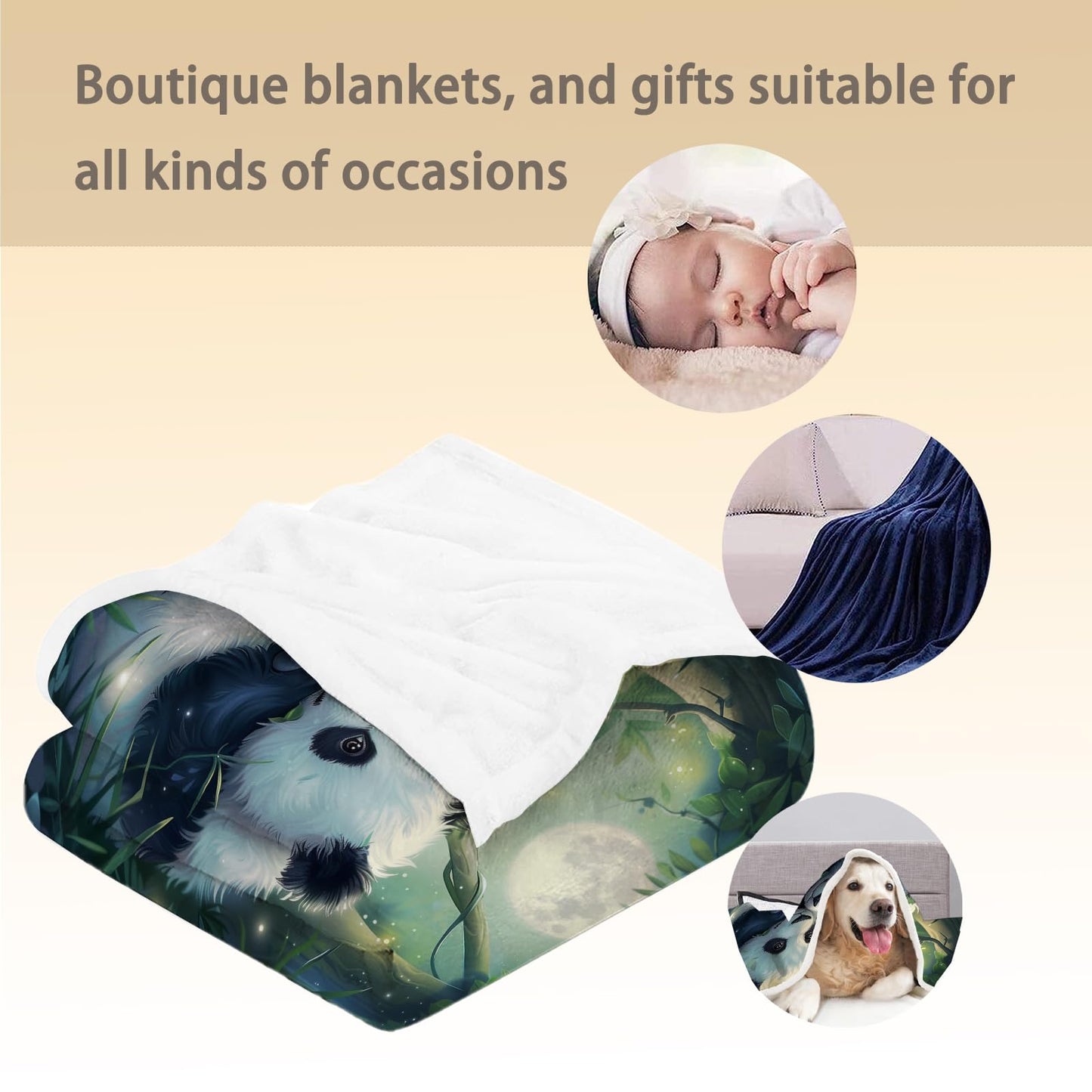 Ti Caldi Panda and Moon Blanket | Soft Warm Fuzzy Lightweight Animal Flannel Throw Blanket Perfect for Couch, Bed, Travel & Outdoor Use, Cozy Blankets for Women Girls 60×50 in
