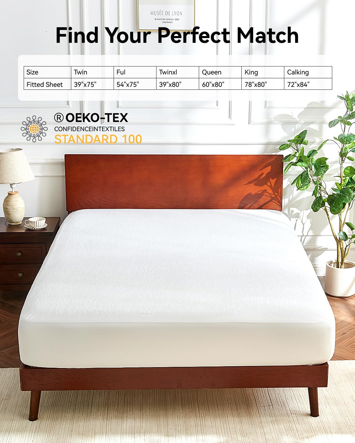 Kmall King Size Cooling Waterproof Mattress Protector Pad Cover, Breathable Fitted Sheet Style Deep Pocket-Noiseless,Vinyl,PVC Free,Waterproof Bed Matress Cover Washable for Home, Bedroom, Hotel
