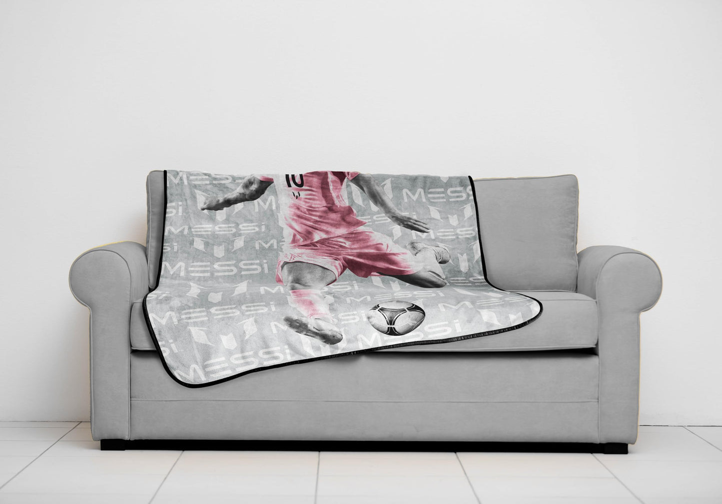 Jay Franco Kids Plush Throw Blanket – Soft & Cozy Fleece Throw for Bedroom & Couch Décor, Official Licensed Product, Grey - Messi, 46x60 - Throw Blanket