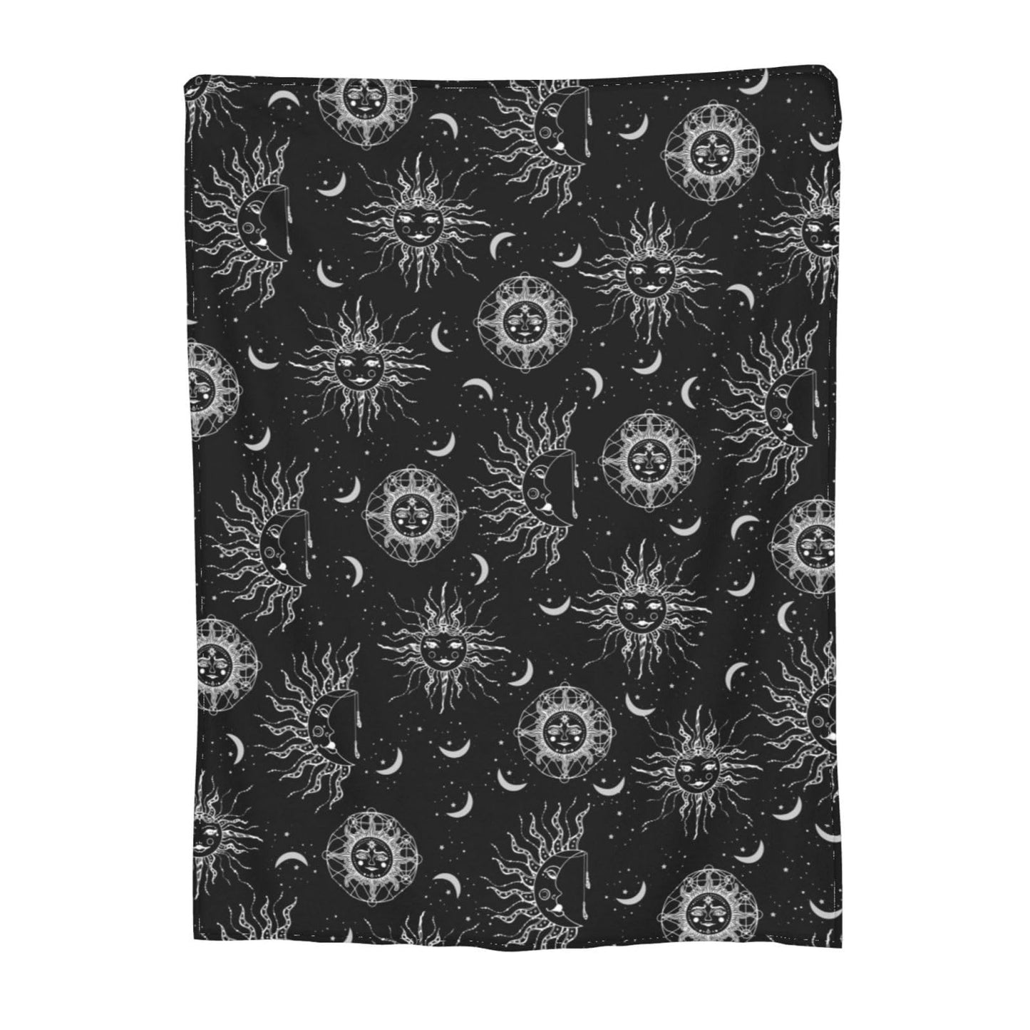 Sun and Moon Blanket 50"x40" Inch Cozy Fluffy Plush Crescent Moon Blankets Celestial Blanket Soft Flannel Hippie Throw for Men Women Boys Girls Christmas Sofa Bed Couch
