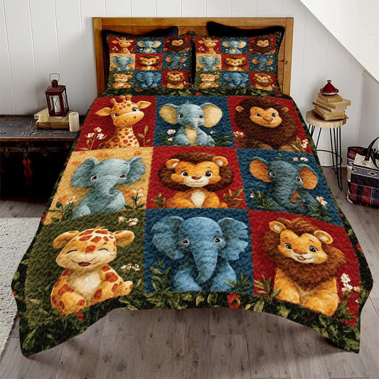 LUSHIS Patchwork Quilt Set, Patchwork Throw Bedspread Bed Sets - Animals Coverlet Sets All Season Soft Microfiber Lightweight Bedding Set (Animals)