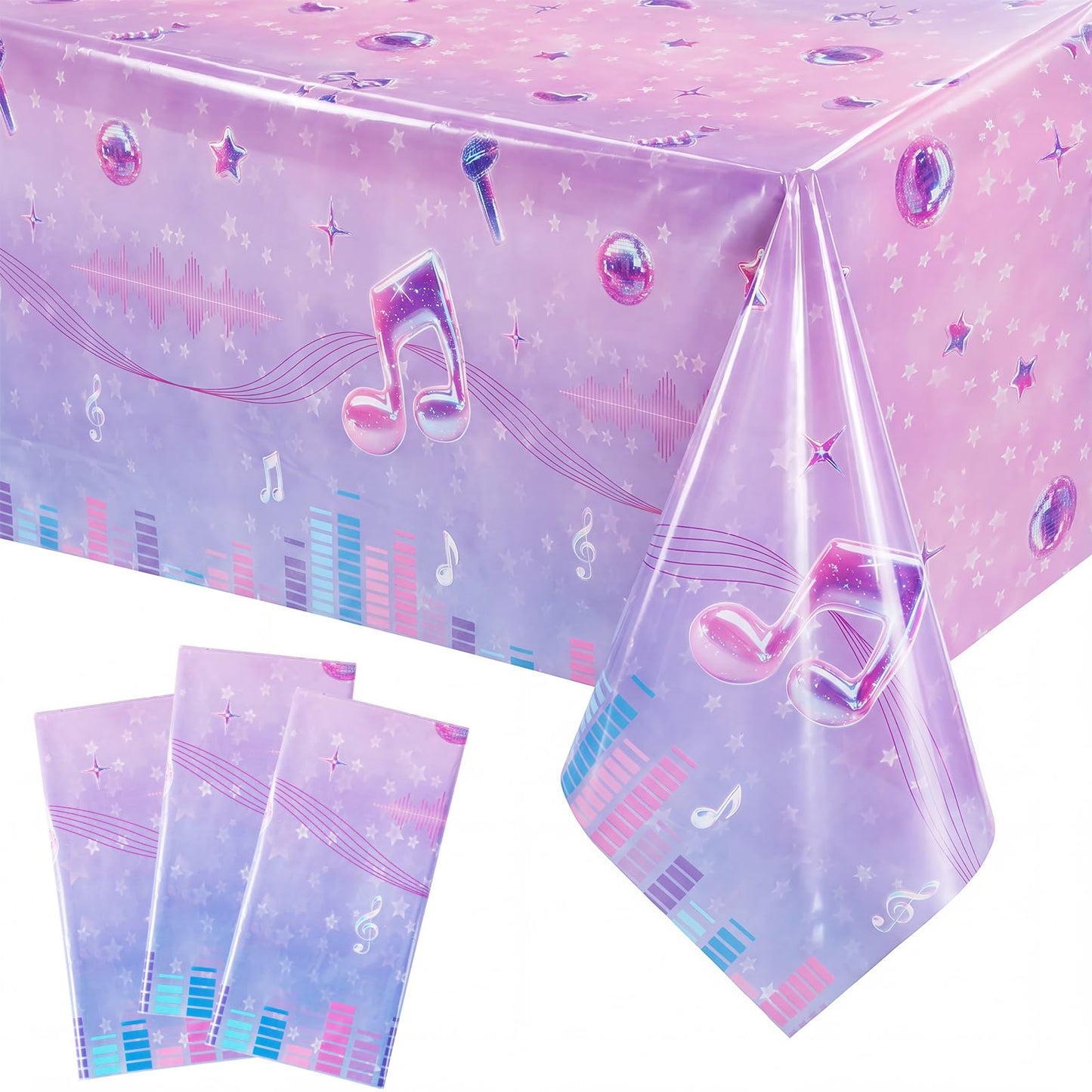 Irenare 3 Pack Kpop Theme Table Cloth Korean 54 x 108 Inch Kpop Birthday Decoration Girl Group Table Cover Disposable Waterproof Plastic Tablecloth for Birthday Supply Girl Fan Concert (Music)
