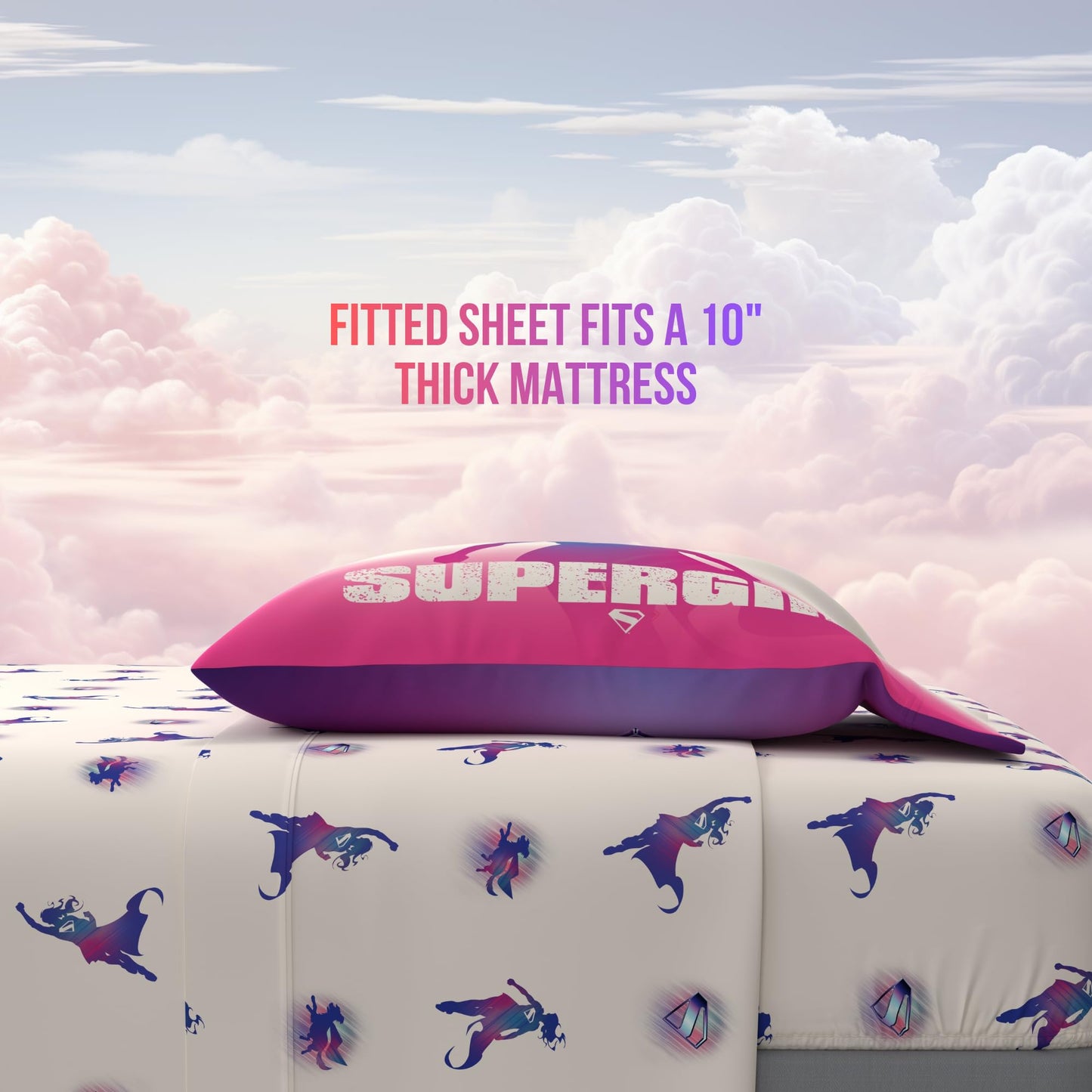 Supergirl Movie Bedding Set, Full Size, 5-Piece Super Soft Cozy Reversible Comforter & Sheet Set (Officially Licensed Product) by Franco