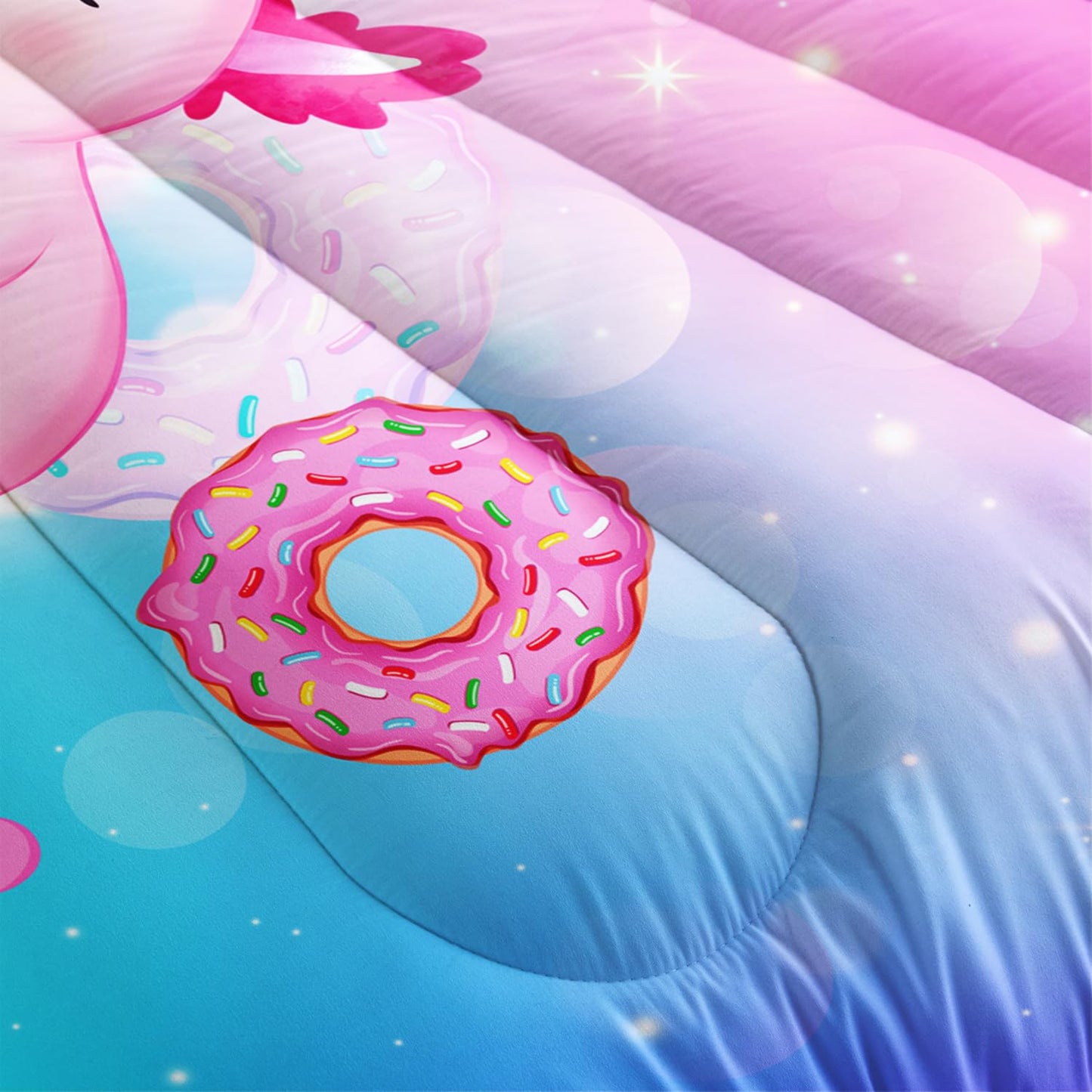HOSIMA Axolotl Comforter Full Size Cute Animal Bedding Room Decor for Teen Girls Dessert Milk Tea Donut Bed Princess Toddler Bedding Set Fantasy Blue Purple Full Size Bed in a Bag for Adults Kids.