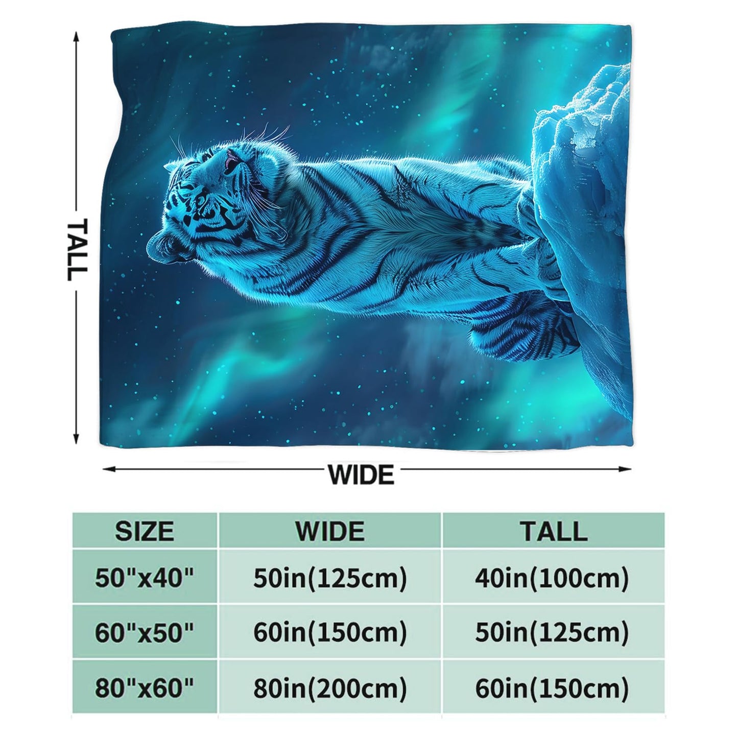 Tijuboni White Tiger Throw Blanket Tiger Gifts for Girls Boys Women Men Kids Adults Soft Flannel Fleece Blanket for Couch Sofa Bed Home Decor 40"x50"