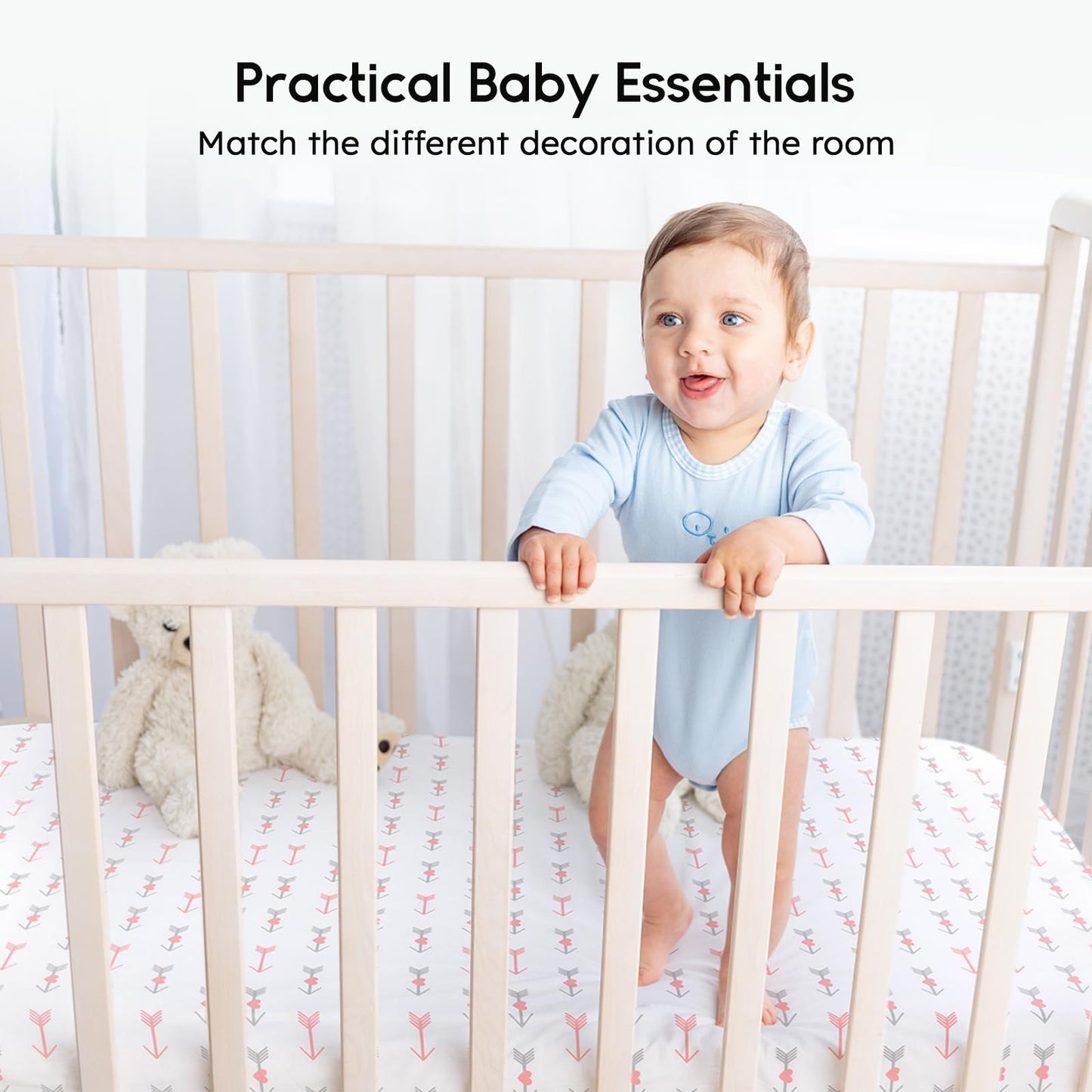 Yoofoss Baby Crib Sheets for Boys Girls, Fitted Crib Sheet 2 Pack for Standard Crib and Toddler Mattress, Super Soft Microfiber Baby Sheet 28x52x8in(Arrow)
