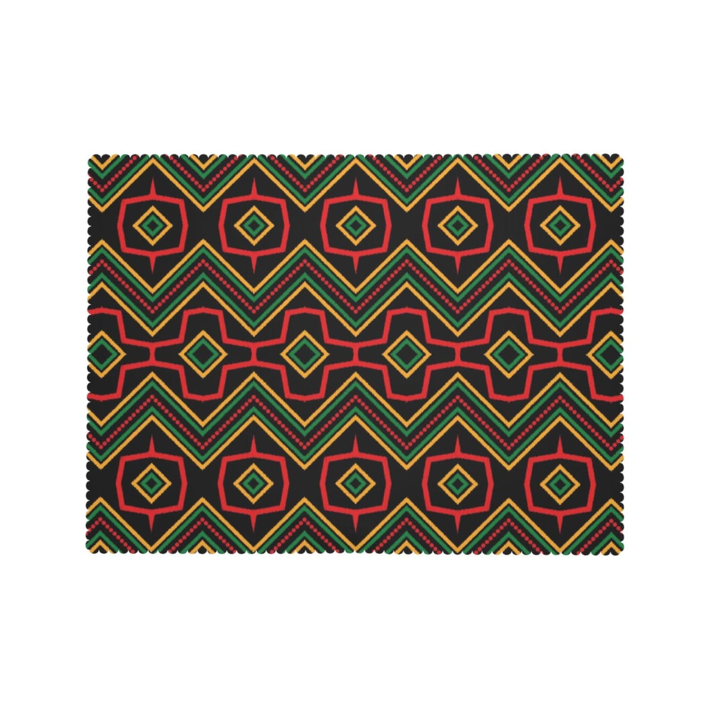 GOUROISE Ethnic African Ikat Print Rectangular Tablecloth, African Ethnic 54x72 Inch Wavy Lace Border Polyester Table Cloth for Dining, Kitchen, Parties
