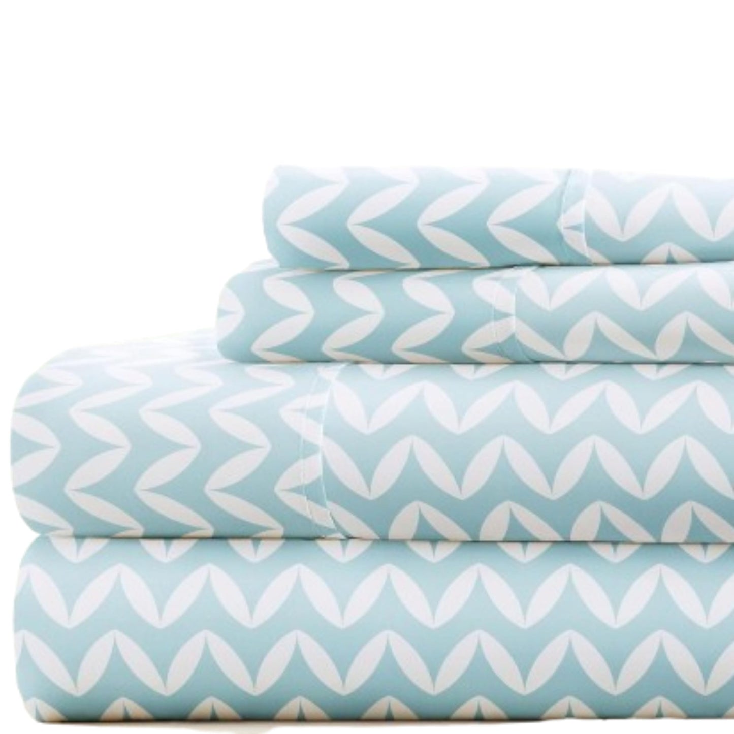 Linen Market 4 Piece Full Bedding Sheet Set (Light Blue Chevron) - Sleep Better Than Ever with These Ultra-Soft & Cooling Bed Sheets for Your Full Size Bed - Deep Pocket Fits 16" Mattress