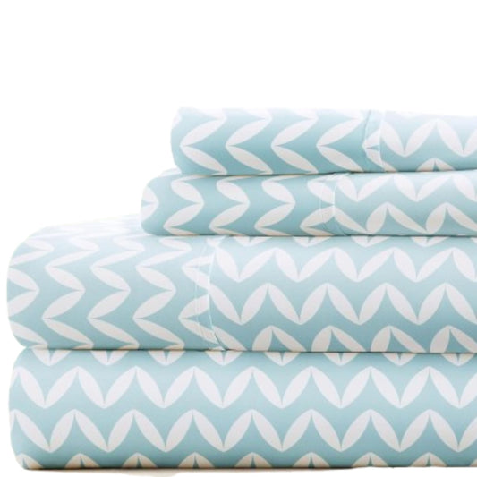 Linen Market 4 Piece Full Bedding Sheet Set (Light Blue Chevron) - Sleep Better Than Ever with These Ultra-Soft & Cooling Bed Sheets for Your Full Size Bed - Deep Pocket Fits 16" Mattress