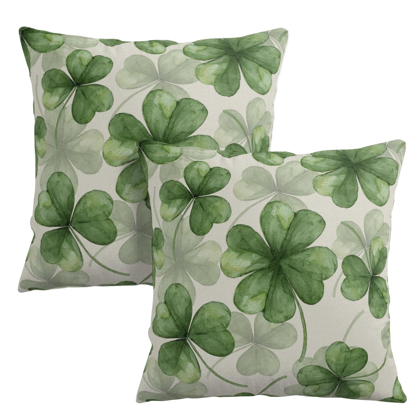 ABSOP St. Patrick's Day Pillow Covers 18x18 Inch Green Shamrock Pattern Decorative Throw Pillow Covers Set of 2 Holiday Pillowcases for Sofa Couch Home Party Bedroom Decor