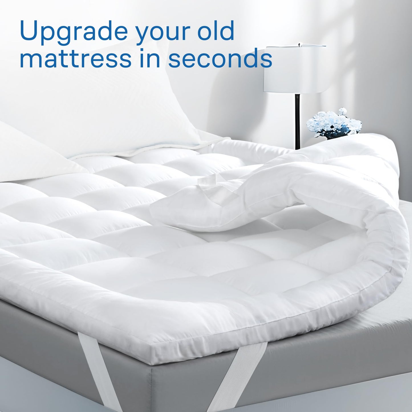 Ultra Soft Mattress Topper - Cloud-Like Mattress Pad for Back Pain Relief - Breathable Cooling Material for Hot Sleepers, Dark White (Twin)