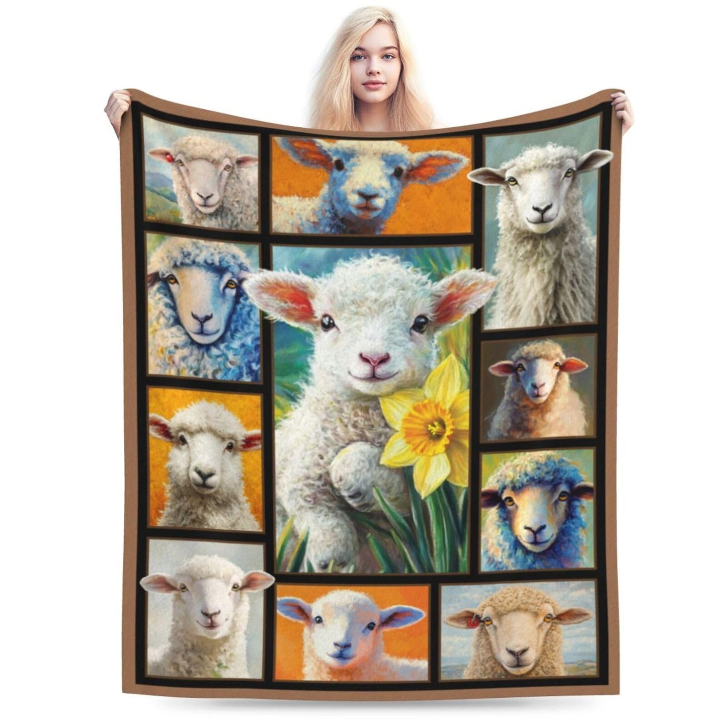 Cute Sheep Blanket Goat Animal Blankets Fleece Plush Flannel Super Soft Cozy Warm Lightweight Lamb Lover Decor Gifts for Boys Girls Kids Adults Men Women 40" x 50"