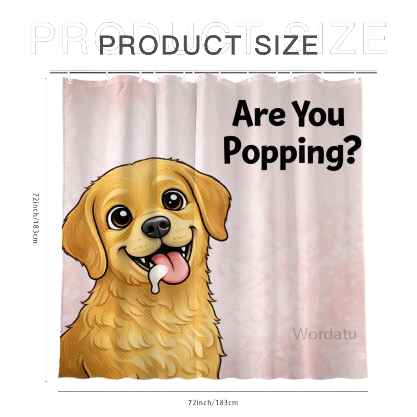 Wordatu Funny Golden Retriever Shower Curtain 72x72 Inch Home Bathroom Decor are You Pooping Animal Bath Bathtub Set Waterproof Fabric with 12 Hooks(24753)