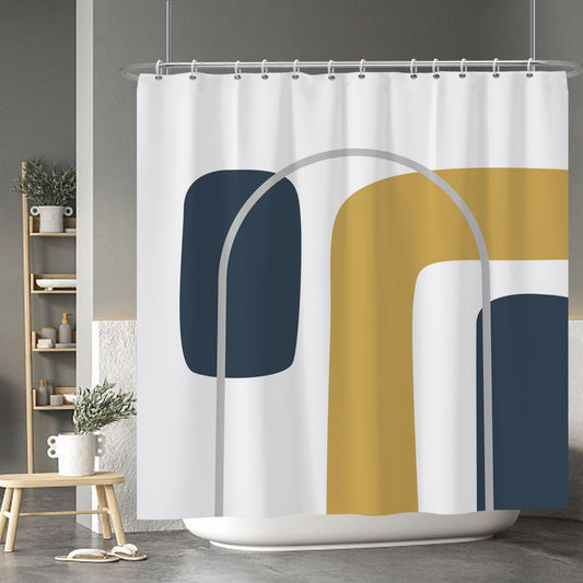 Baocicoo Bohemia Shower Curtain Color Block Grey Arch Minimalist Bathroom Accessories Home Hostel Hotel Bathtub Bathroom Decorations Waterproof Fabric Washable Shower Curtain with Hooks 72x72 Inches